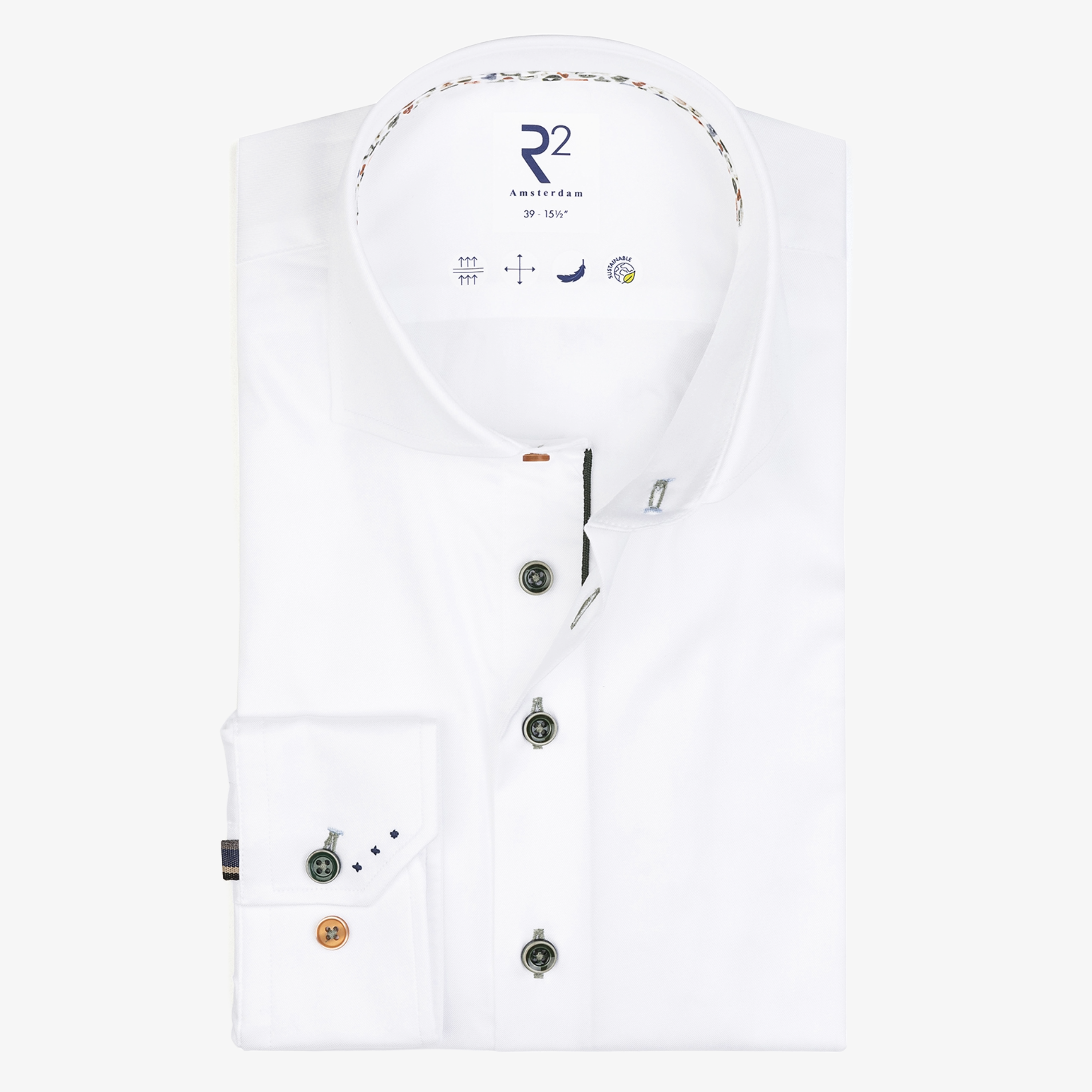 R2 Amsterdam Shirt With Contrast Buttons - White