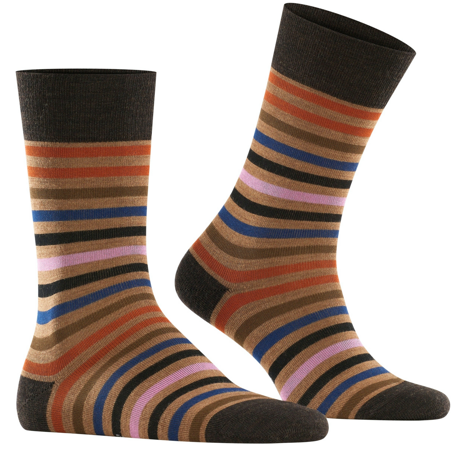 Falke Tinted Stripe Socks - Dark Brown