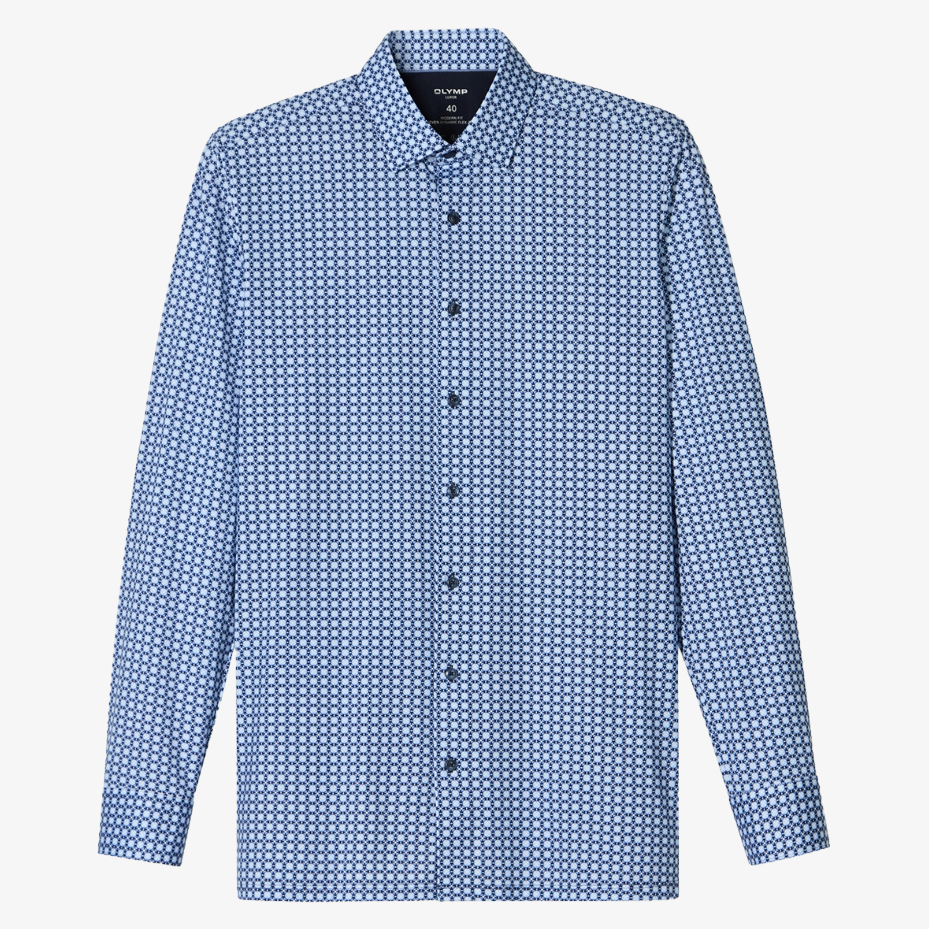 Olymp 24/7 Luxor Modern Fit Print Shirt - Navy