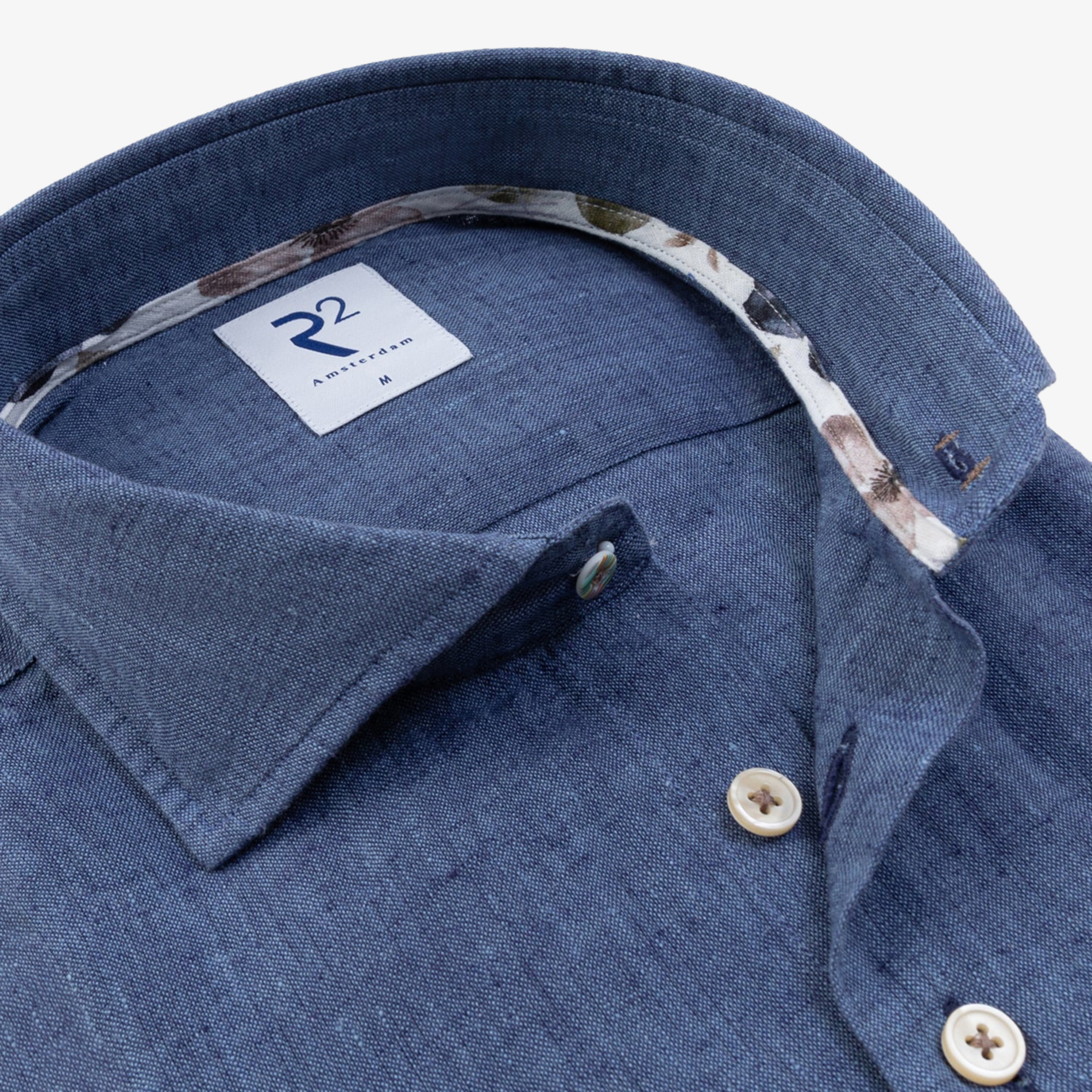 R2 Amsterdam Linen Blend Shirt - Denim Blue