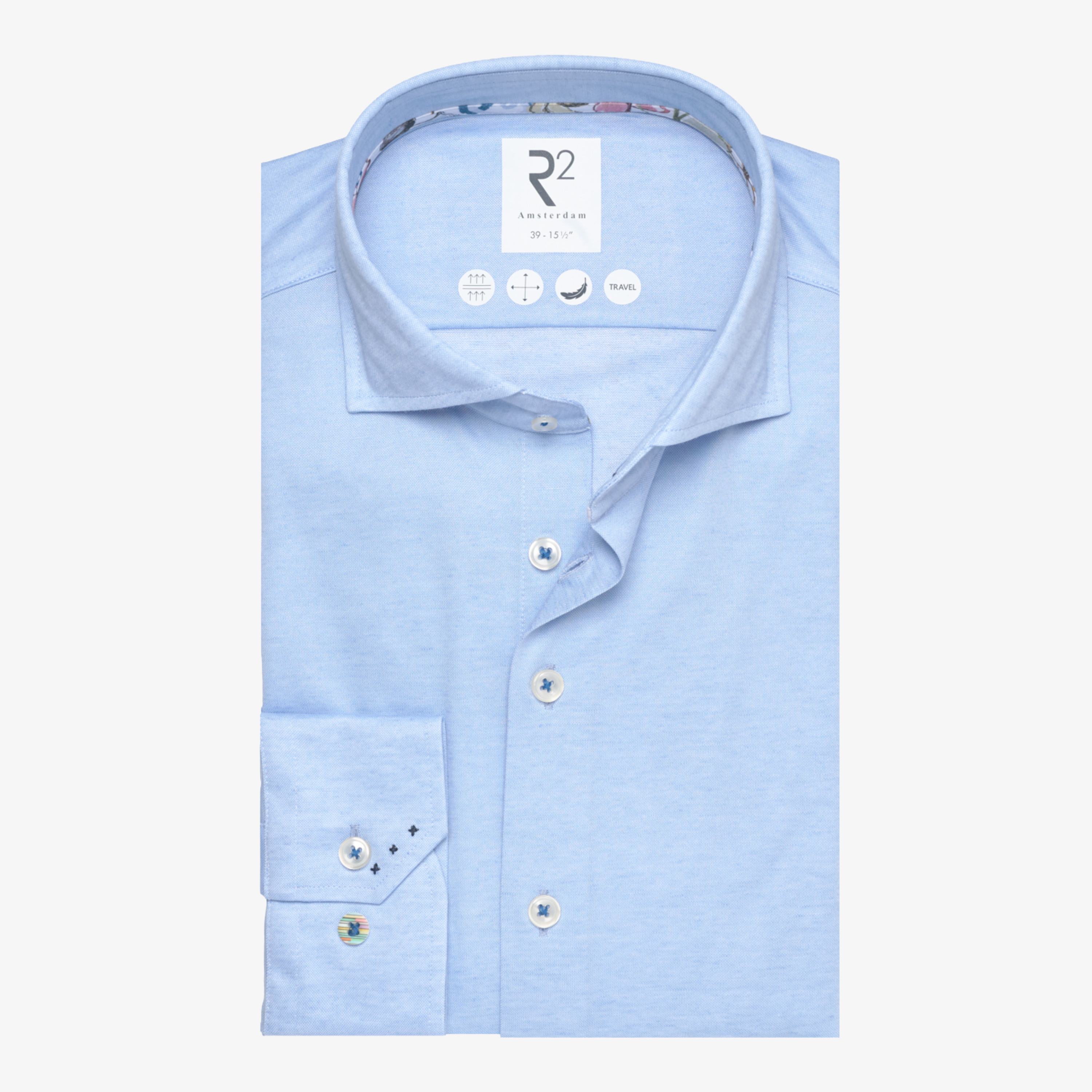R2 Amsterdam Linen Blend Knitted Shirt - Light Blue