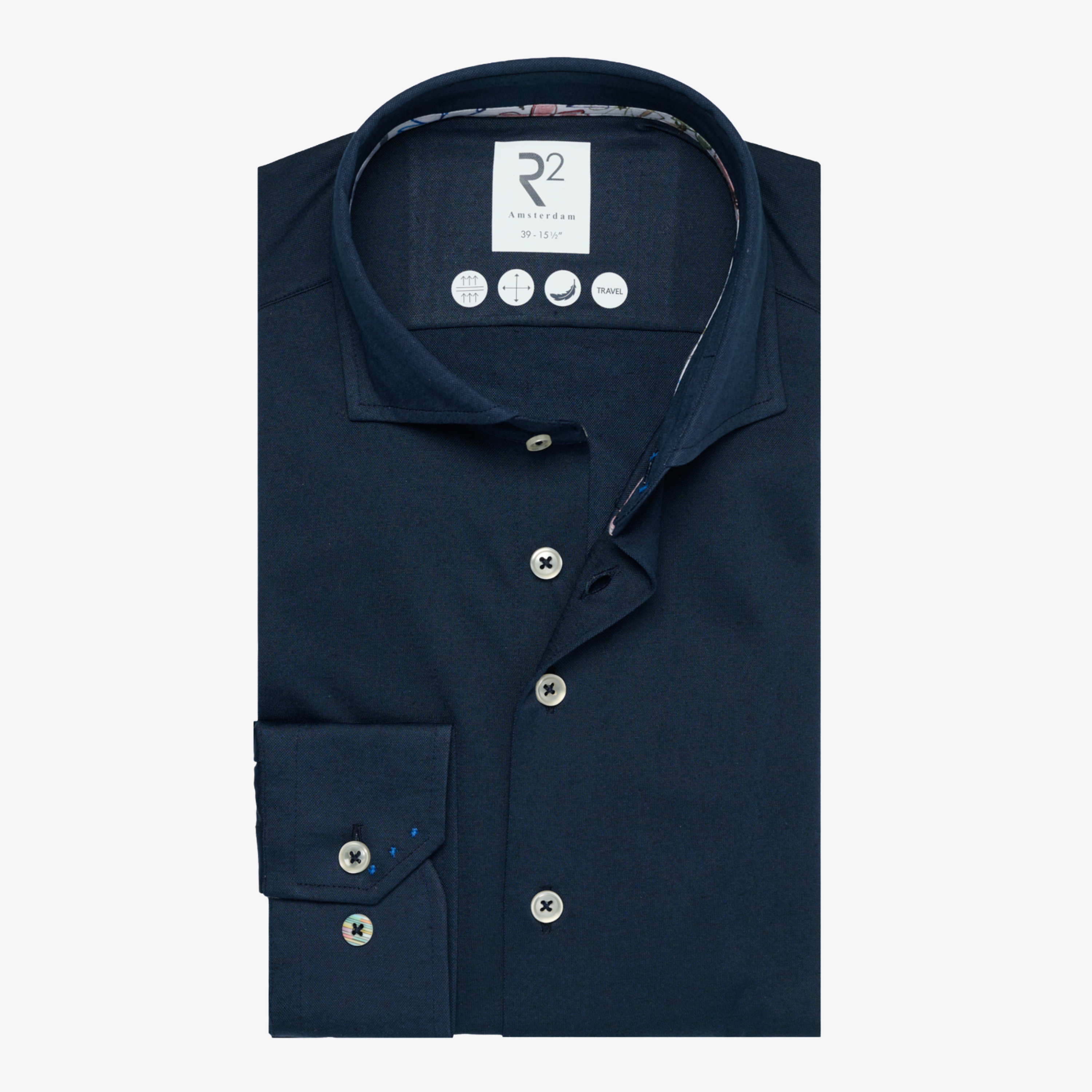 R2 Amsterdam Linen Blend Knitted Shirt - Navy