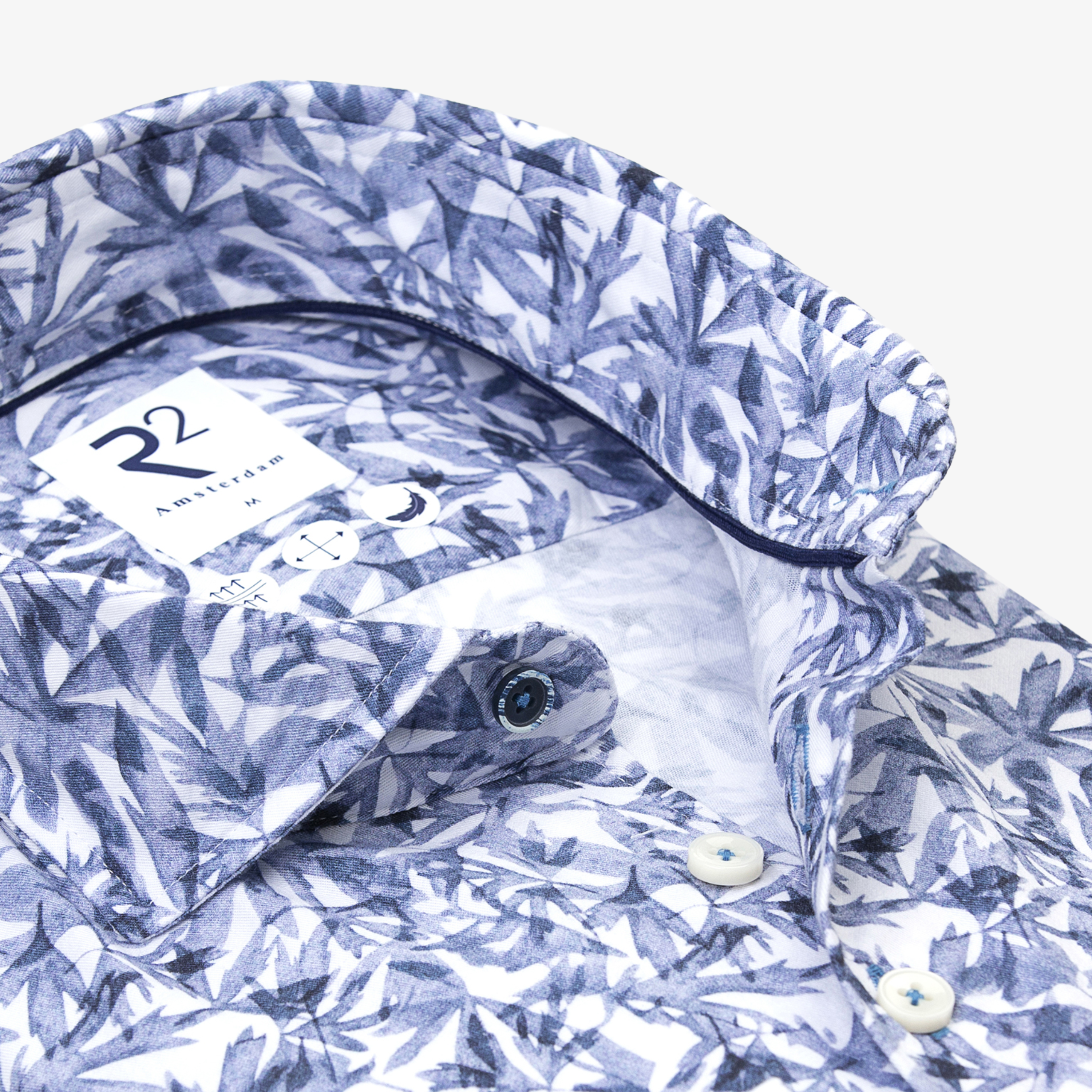 R2 Amsterdam Tencel Stretch Printed Shirt - Blue