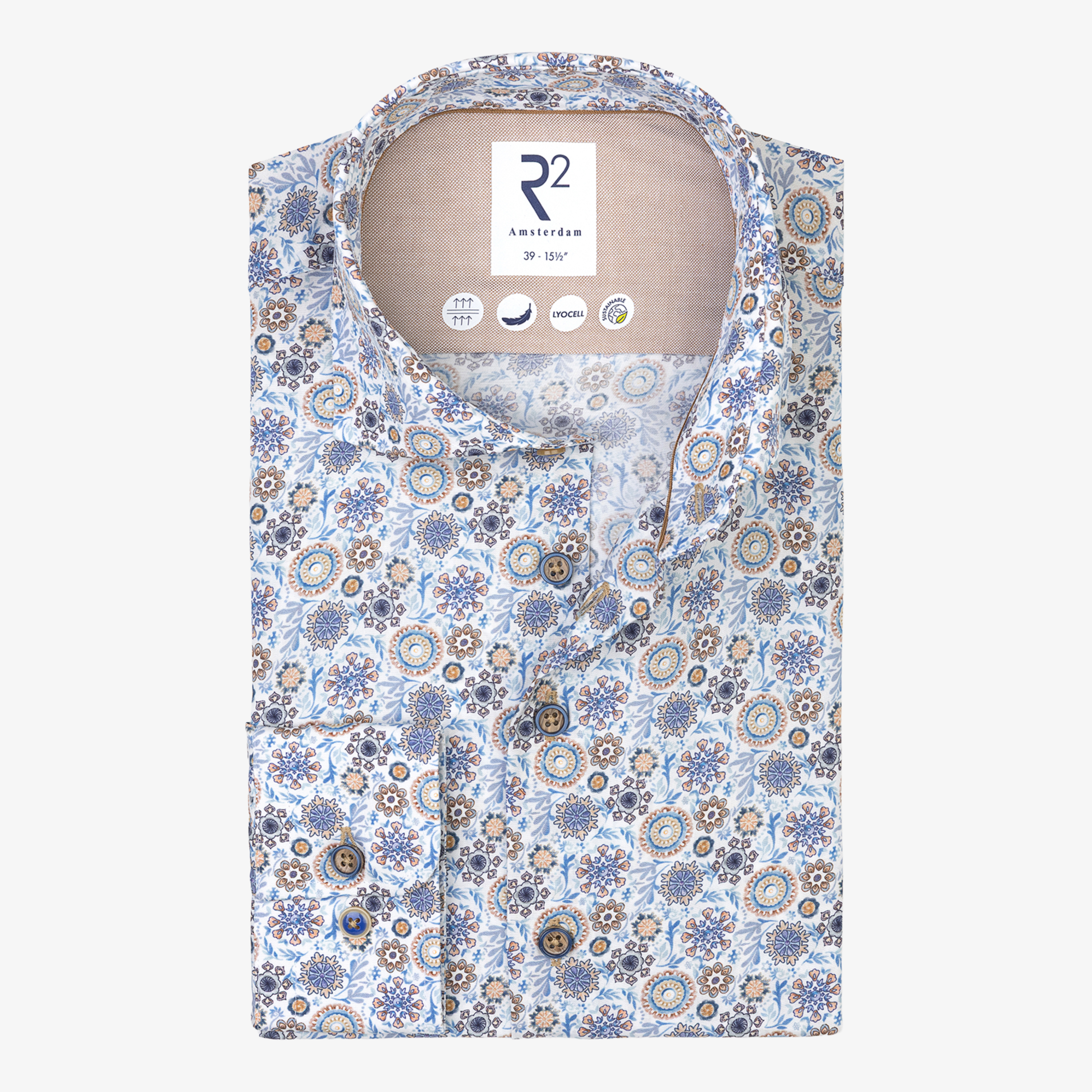 R2 Amsterdam Floral Print Shirt - Blue