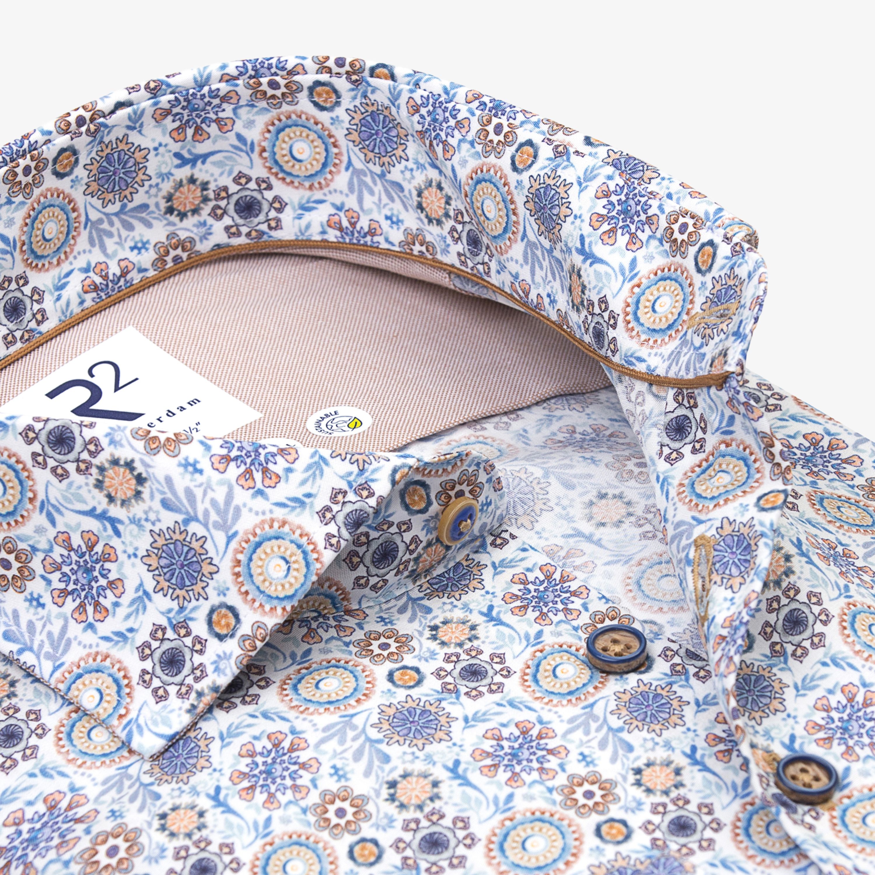 R2 Amsterdam Floral Print Shirt - Blue