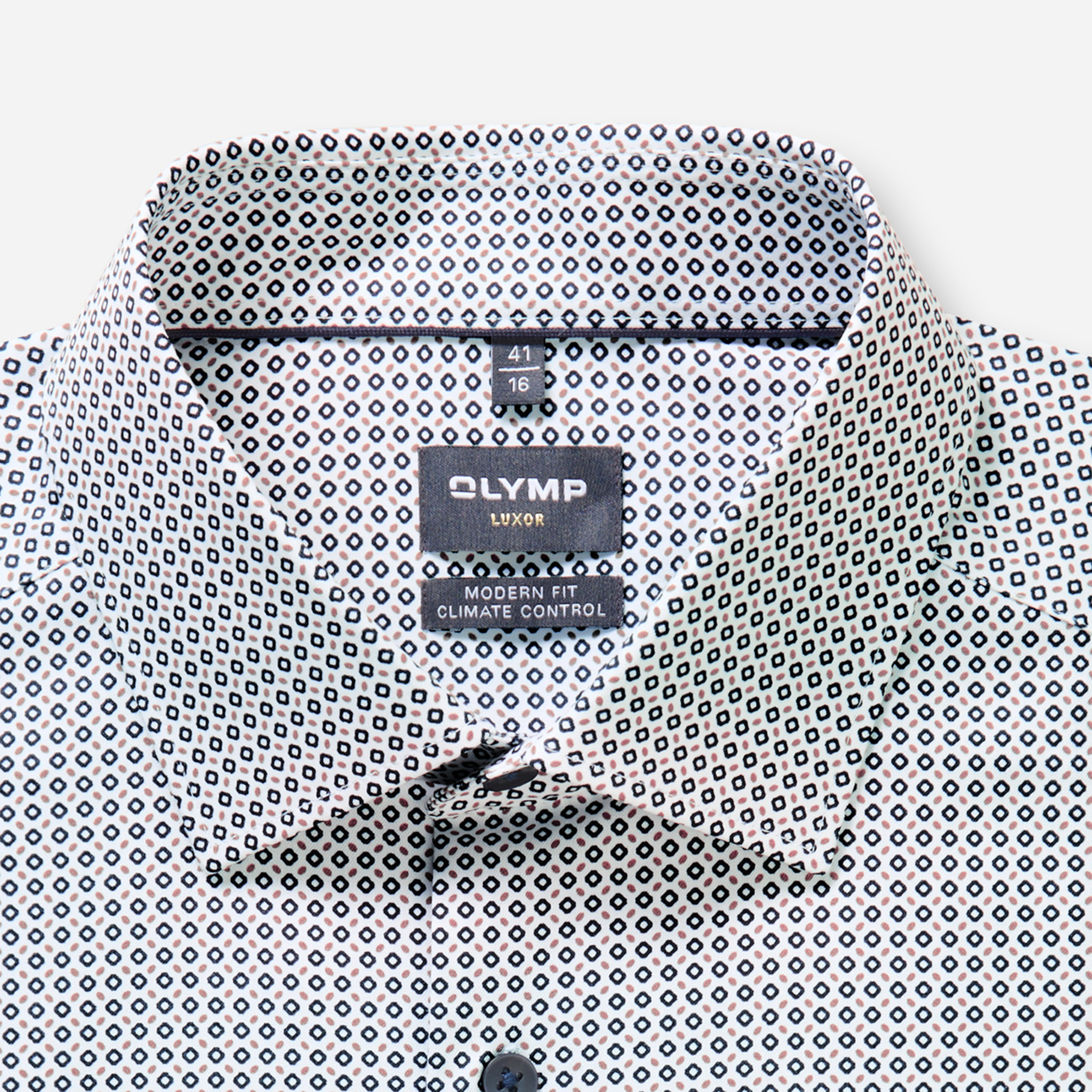 Olymp Luxor 24/Seven Modern Fit Print Shirt - Beige