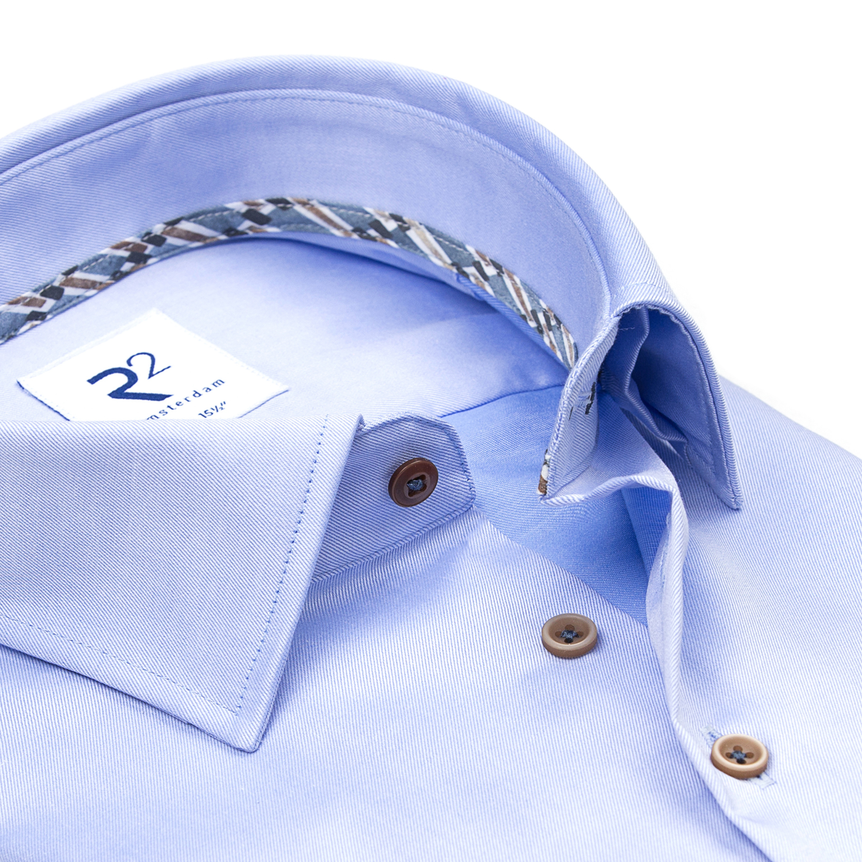 R2 Amsterdam Organic 2 Ply Cotton Shirt - Light Blue
