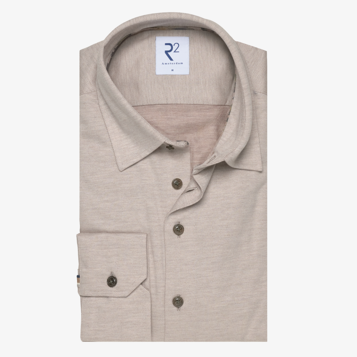 R2 Amsterdam Flannel Herringbone Shirt - Beige