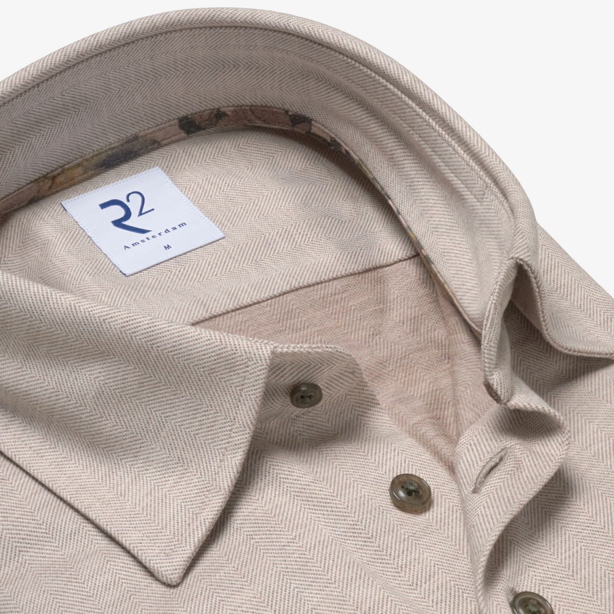 R2 Amsterdam Flannel Herringbone Shirt - Beige