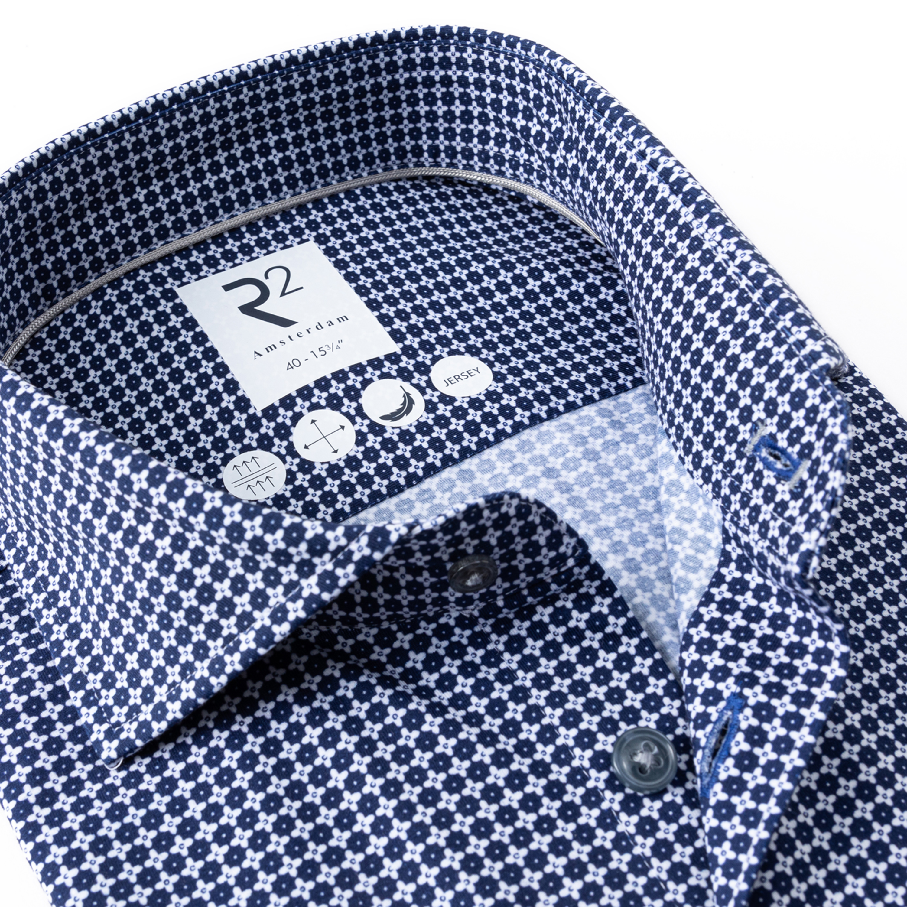 R2 Amsterdam Jersey Print Shirt - Blue