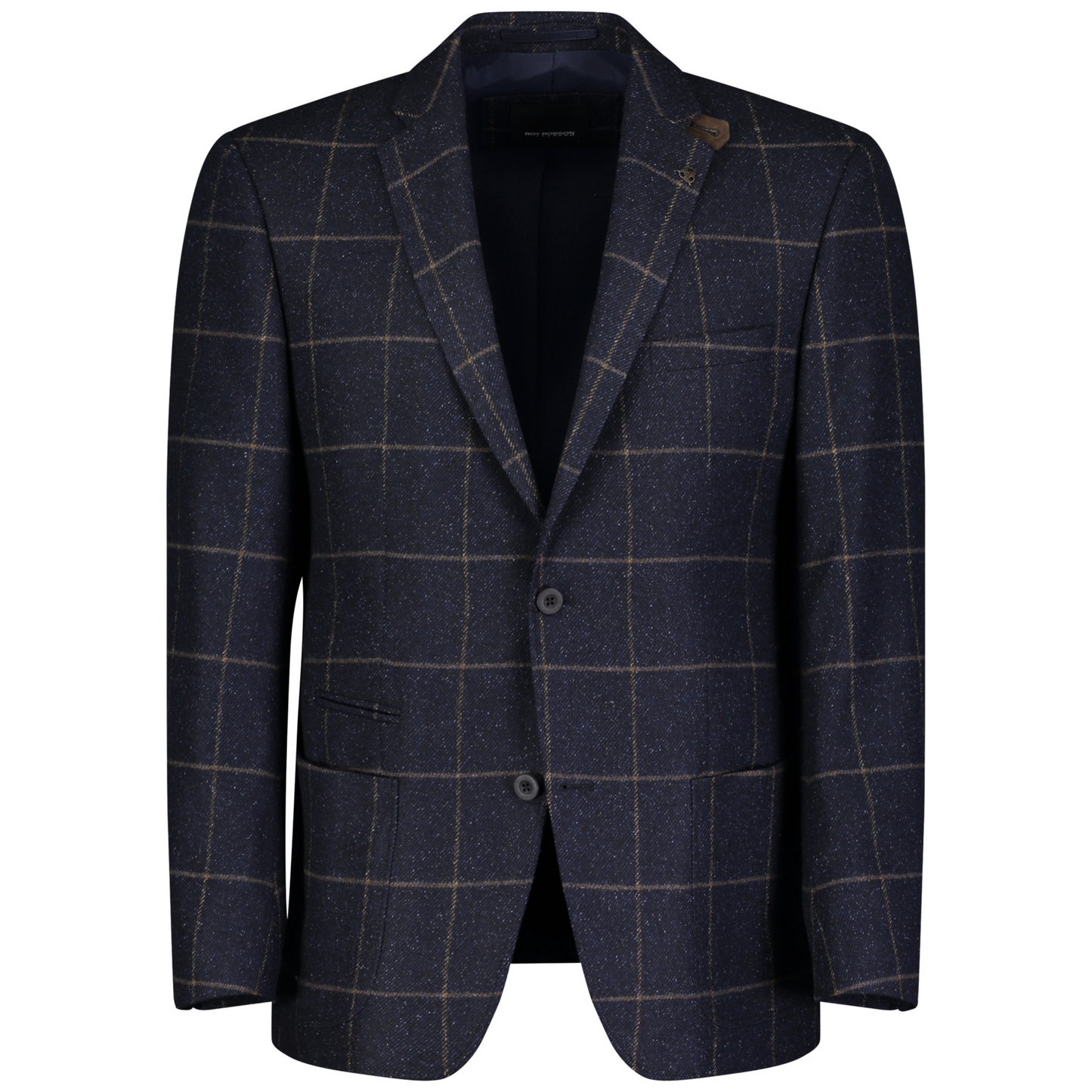 Roy Robson Wool & Silk Check Jacket - Dark Blue