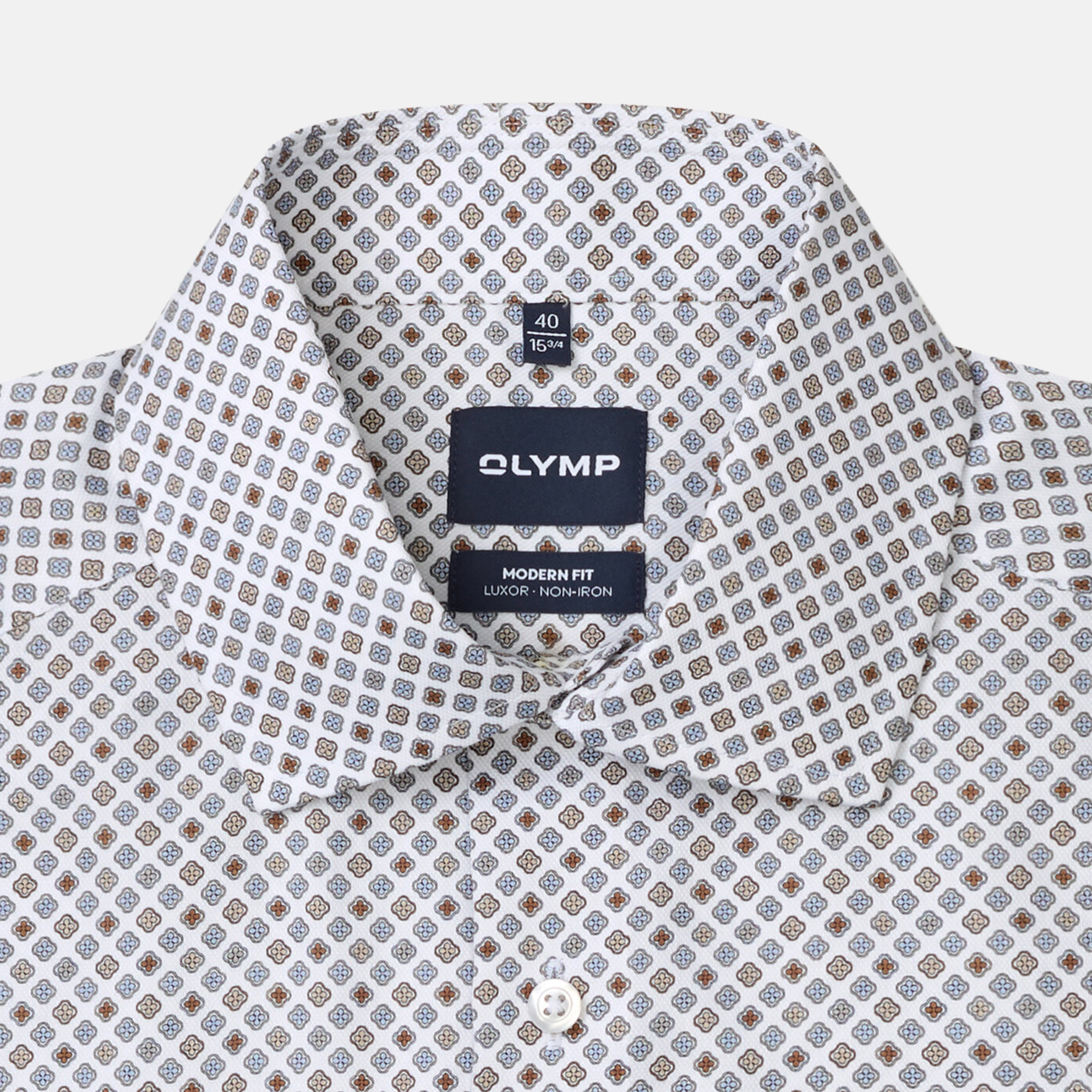 Olymp Luxor Modern Fit Printed Shirt - Silver Grey