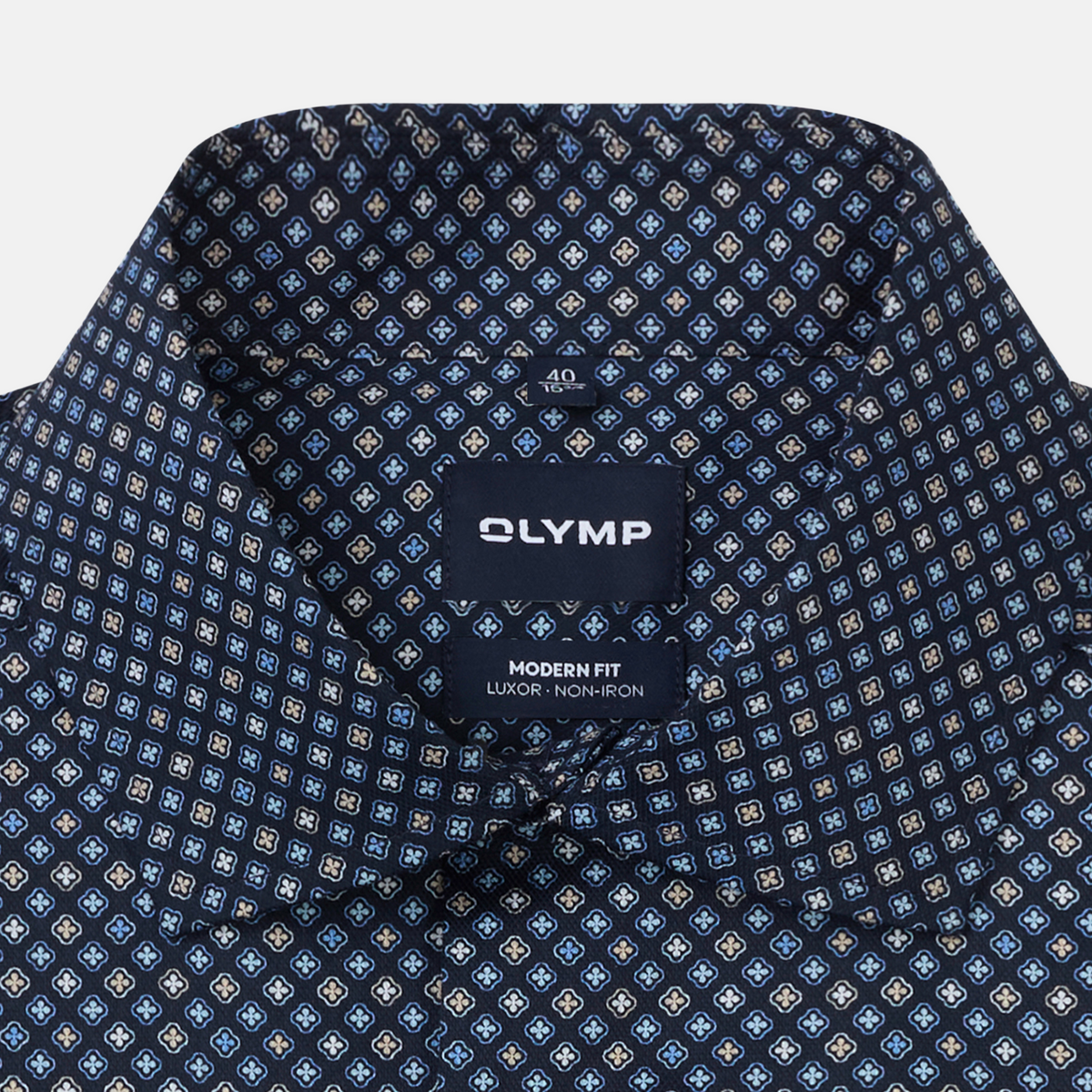 Olymp Luxor Modern Fit Printed Shirt - Navy