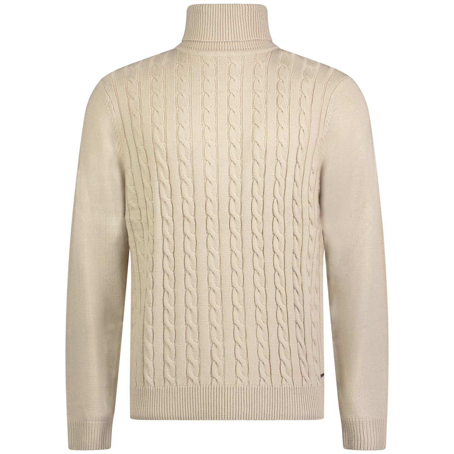 Roy Robson Cable Knit Roll Collar - Light Beige