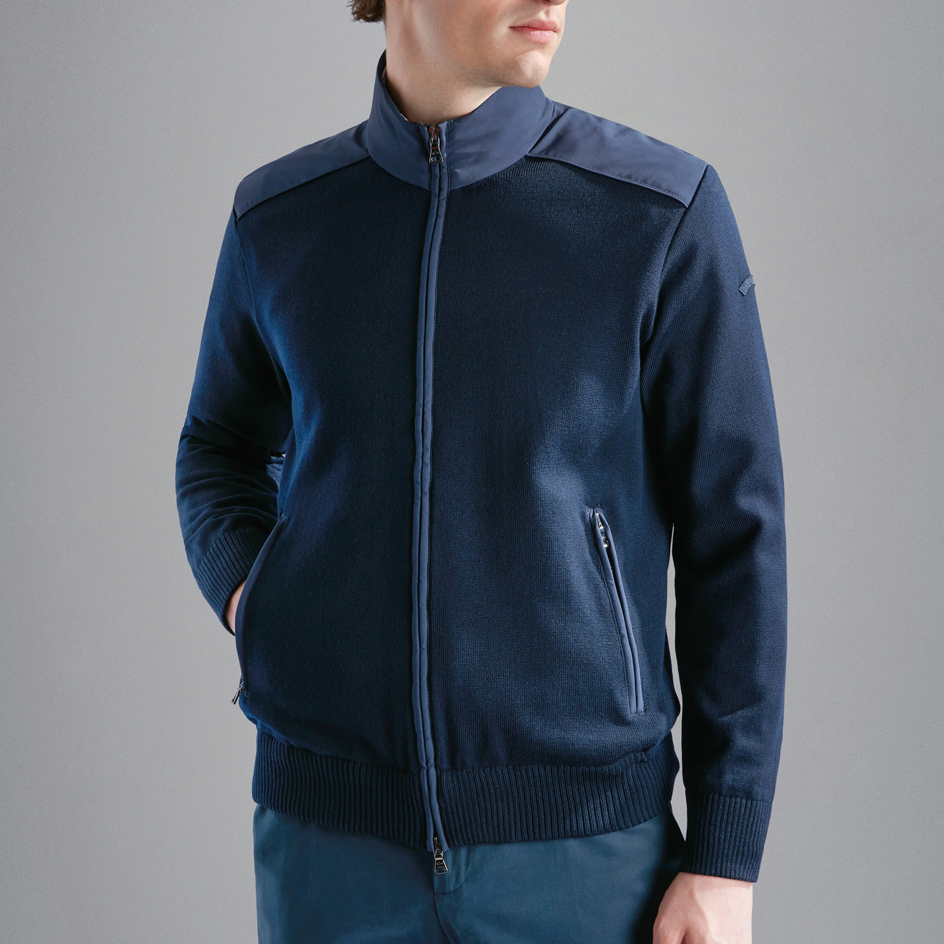 Paul & Shark Hybrid Wool Zip Jacket - Navy