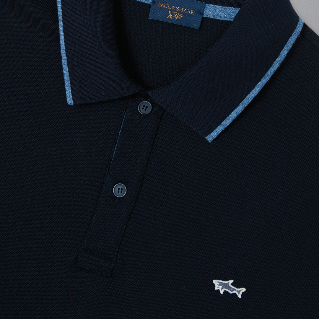 Paul & Shark Cotton Tencel Pique Polo - Navy