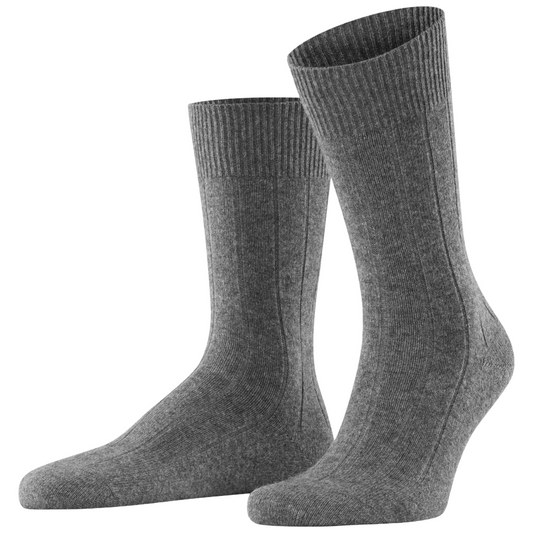 Falke Lhasa Rib Wool-Cashmere Socks - Light Grey