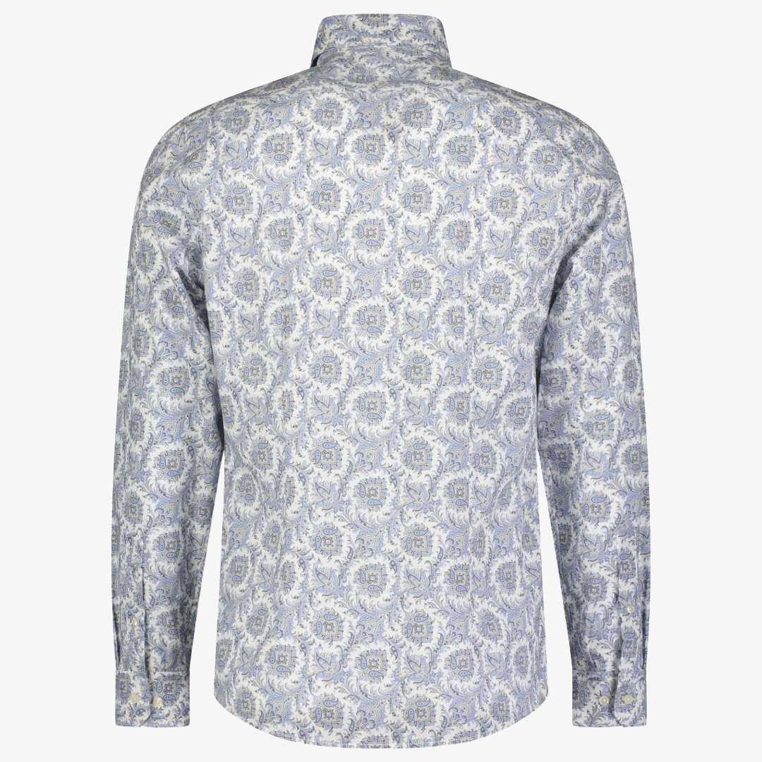 Roy Robson Slim Fit Cotton Printed Shirt - Light Blue