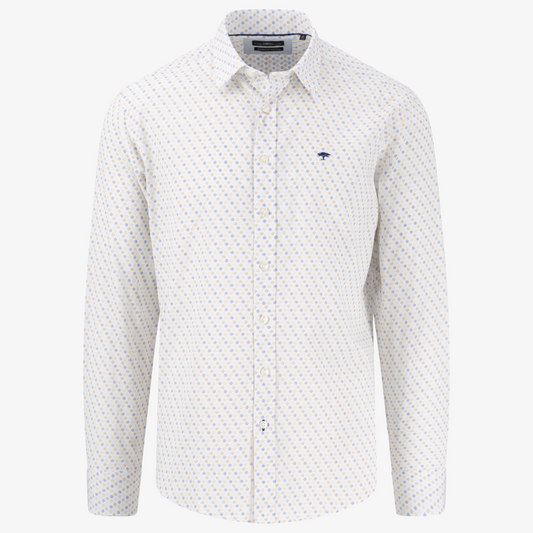 Fynch-Hatton Cotton Print Shirt - Strong Blue