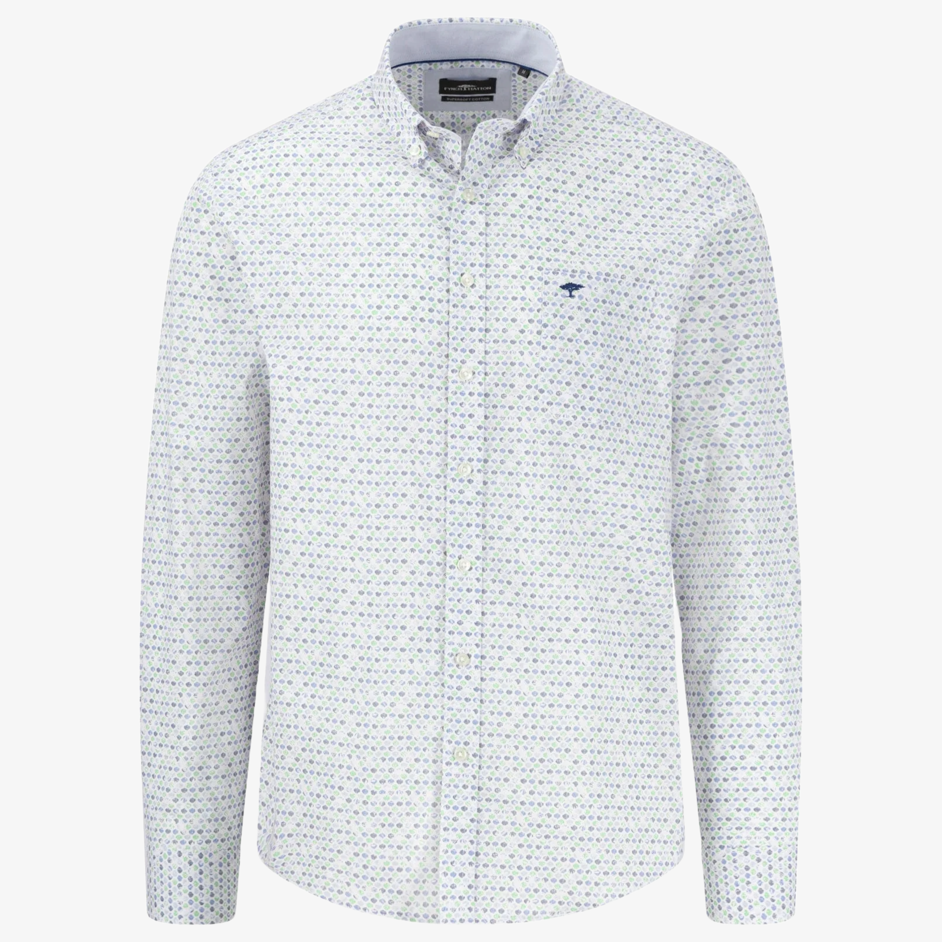 Fynch-Hatton Cotton Print Shirt - Strong Blue