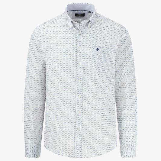 Fynch-Hatton Cotton Print Shirt - Strong Blue