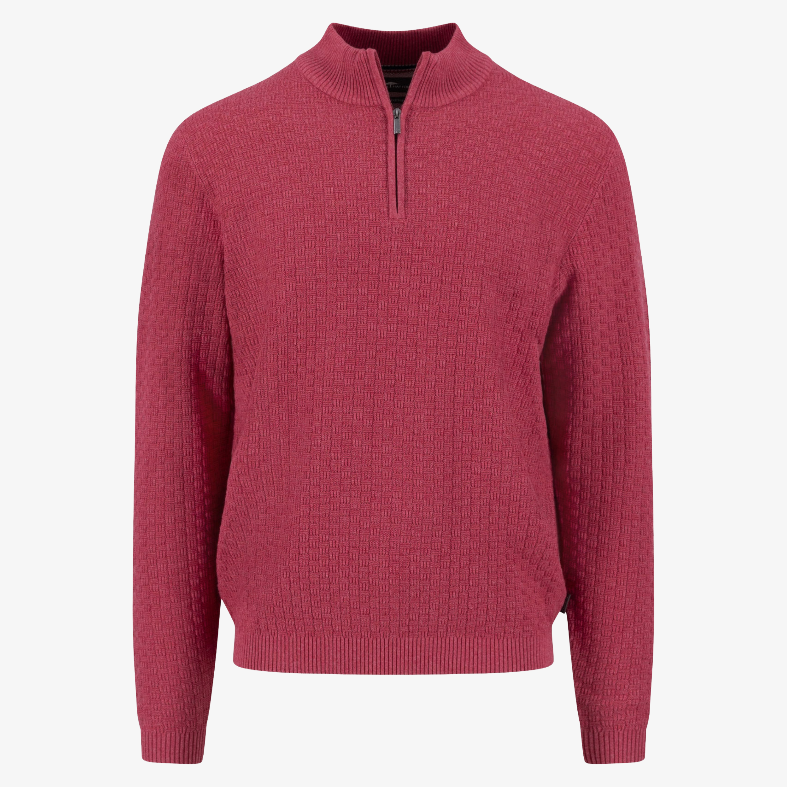 Fynch-Hatton Textured Half Zip Knitted Jumper - Berry