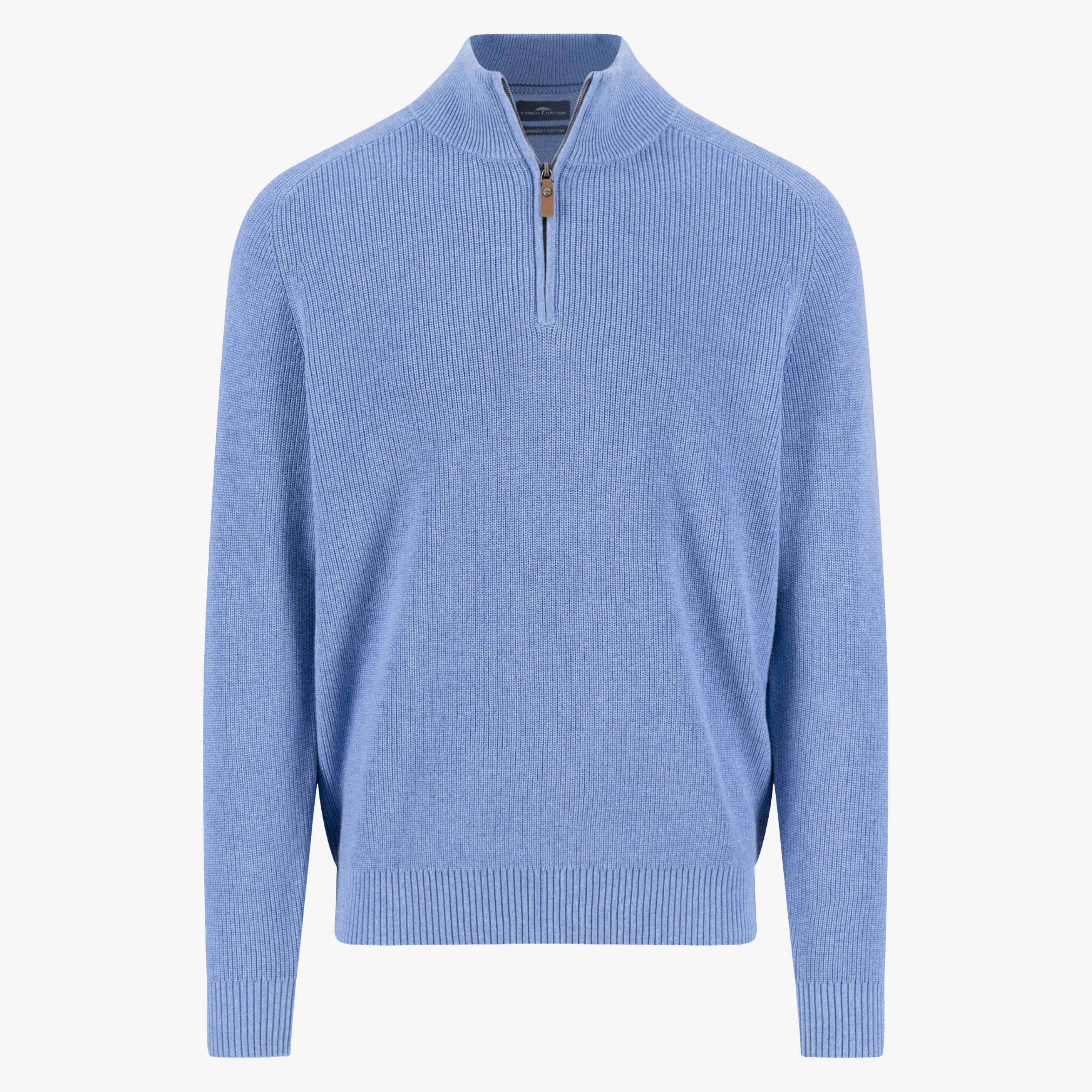Fynch-Hatton Half Zip Knitted Jumper - Crystal Blue