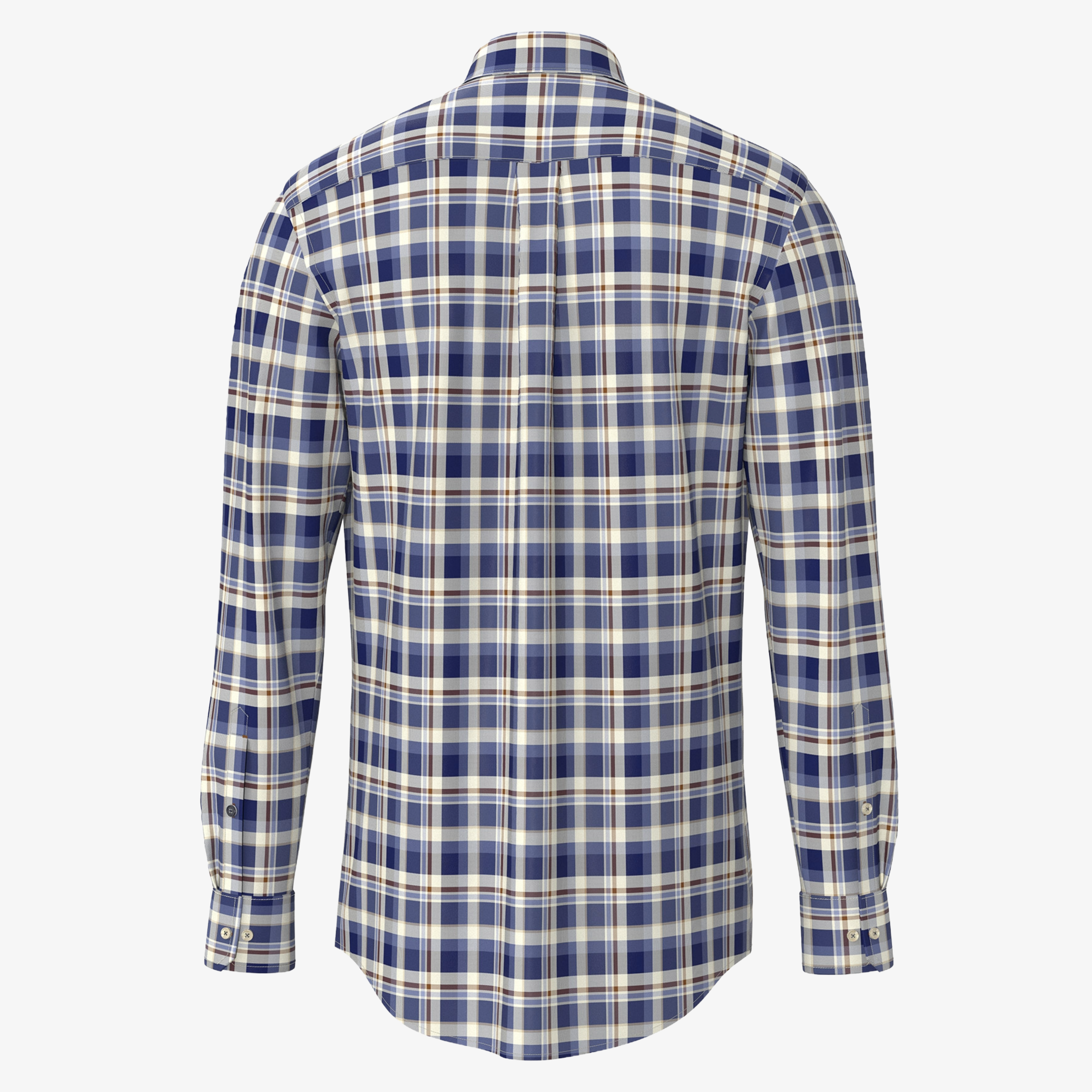Fynch-Hatton Washed Oxford Check Shirt - Misty Blue