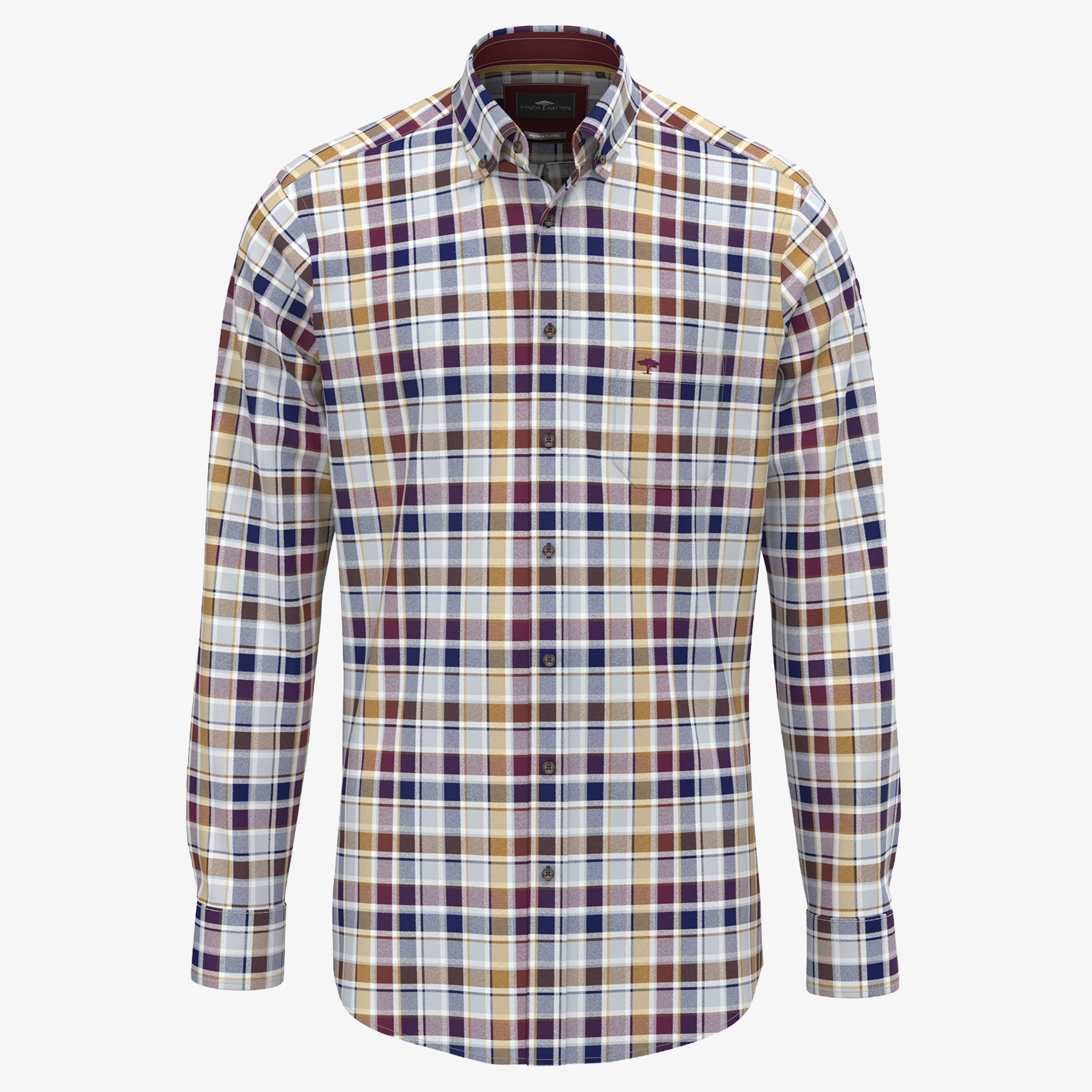 Fynch-Hatton Herringbone Check Shirt - Deep Merlot