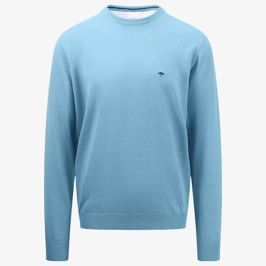 Fynch-Hatton Superfine Cotton Crew Jumper - Splashy Ocean