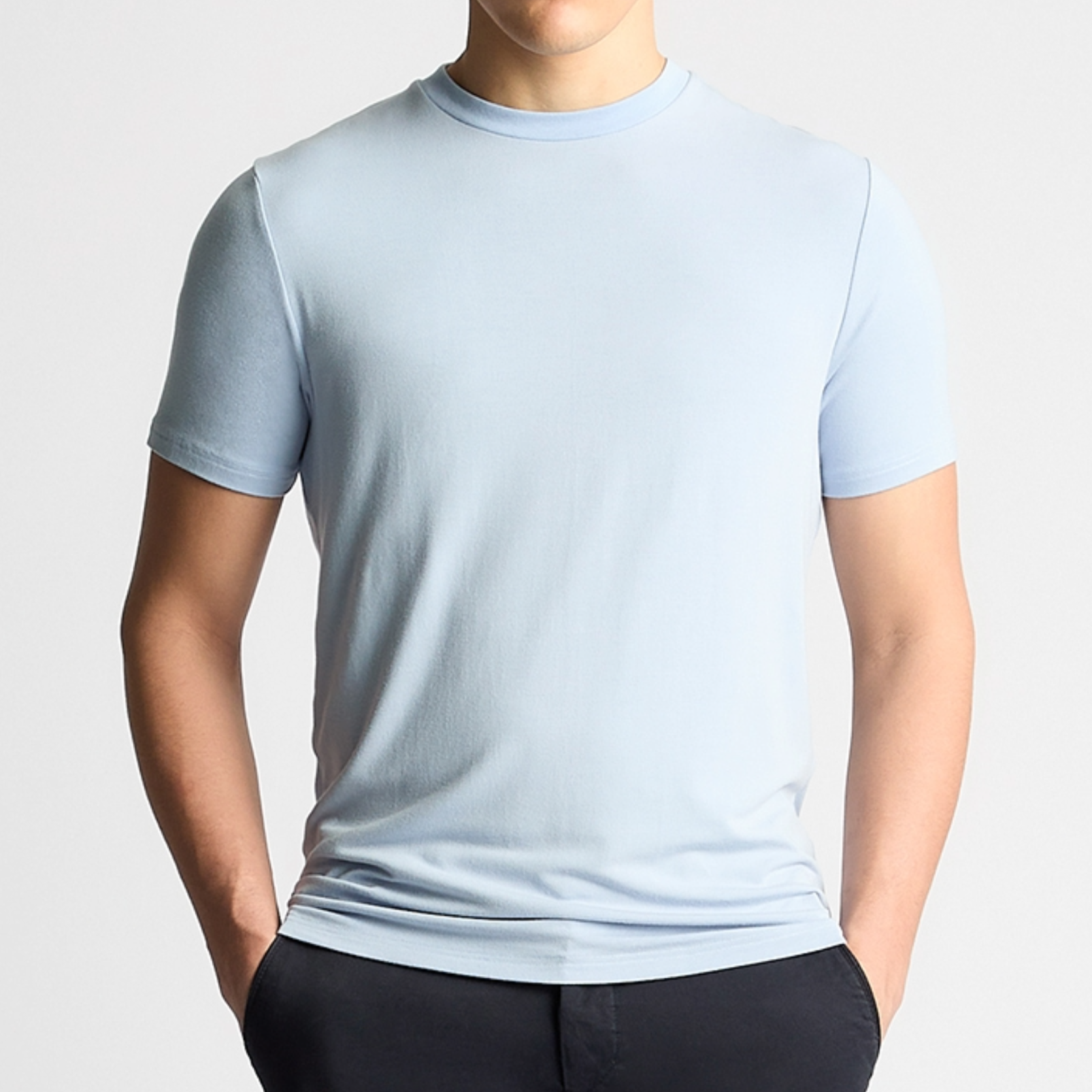 Remus Relaxed Fit Crew Neck Tencel T-Shirt - Light Blue