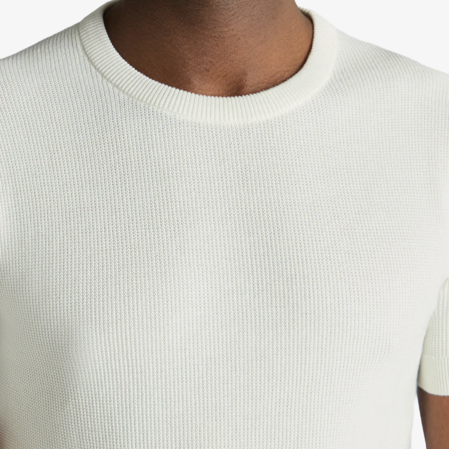 Remus Slim Fit Wafffle Knitted Tee - White