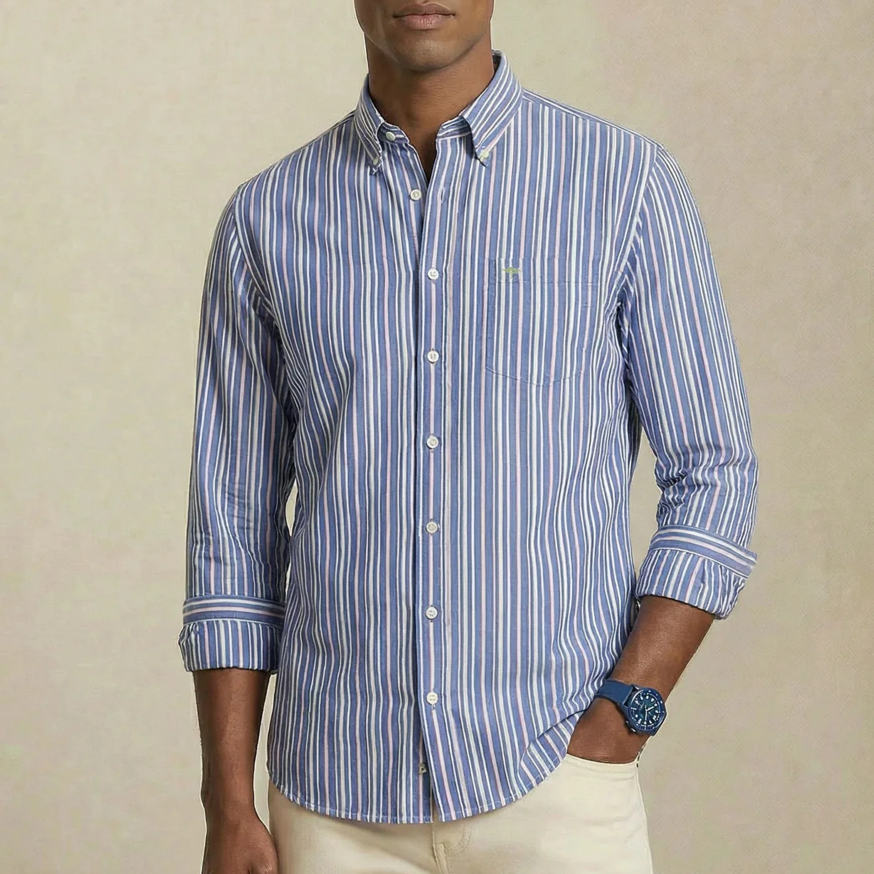 Fynch-Hatton Colourful Stripe Shirt - Harbour Blue