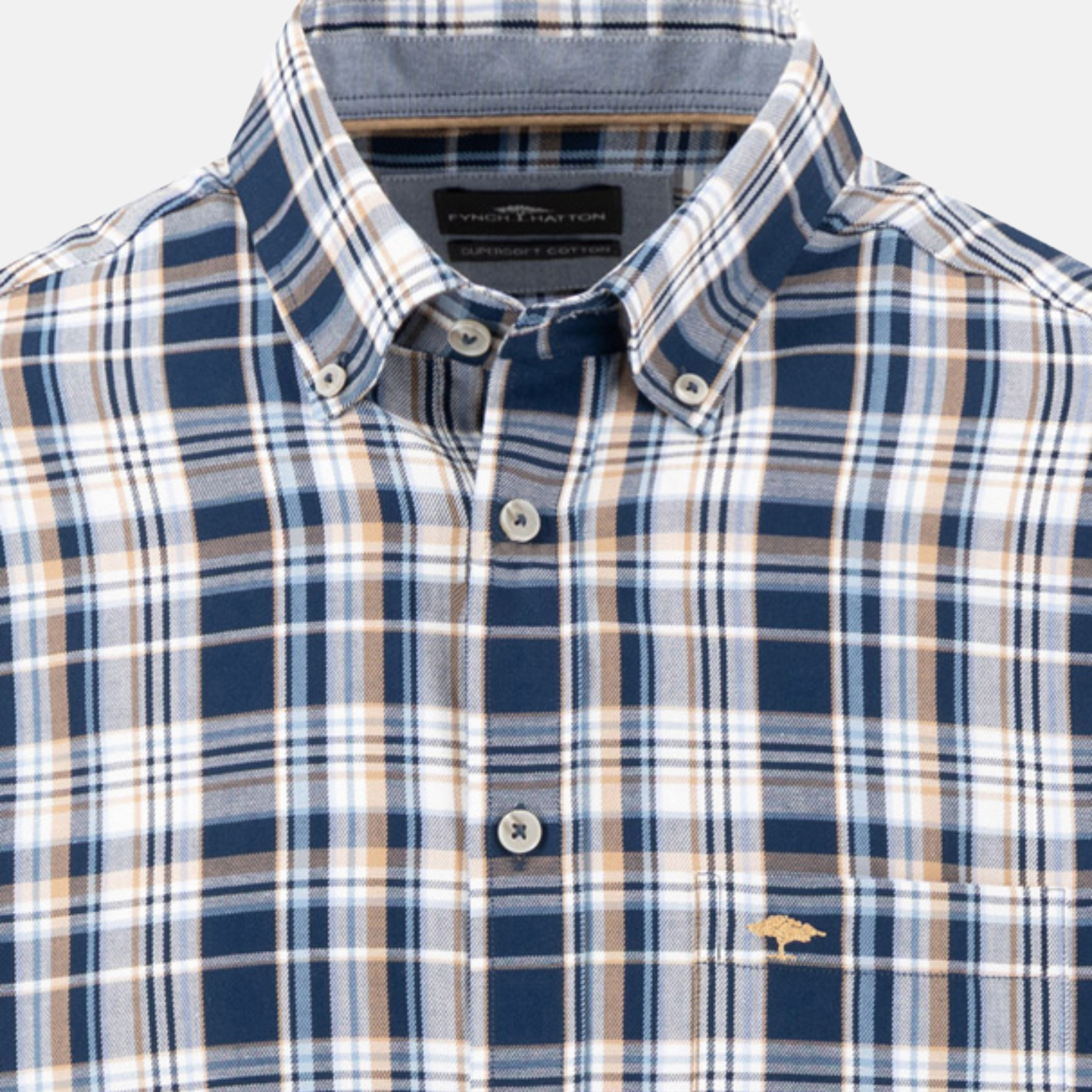 Fynch-Hatton Twill Check Shirt - Navy