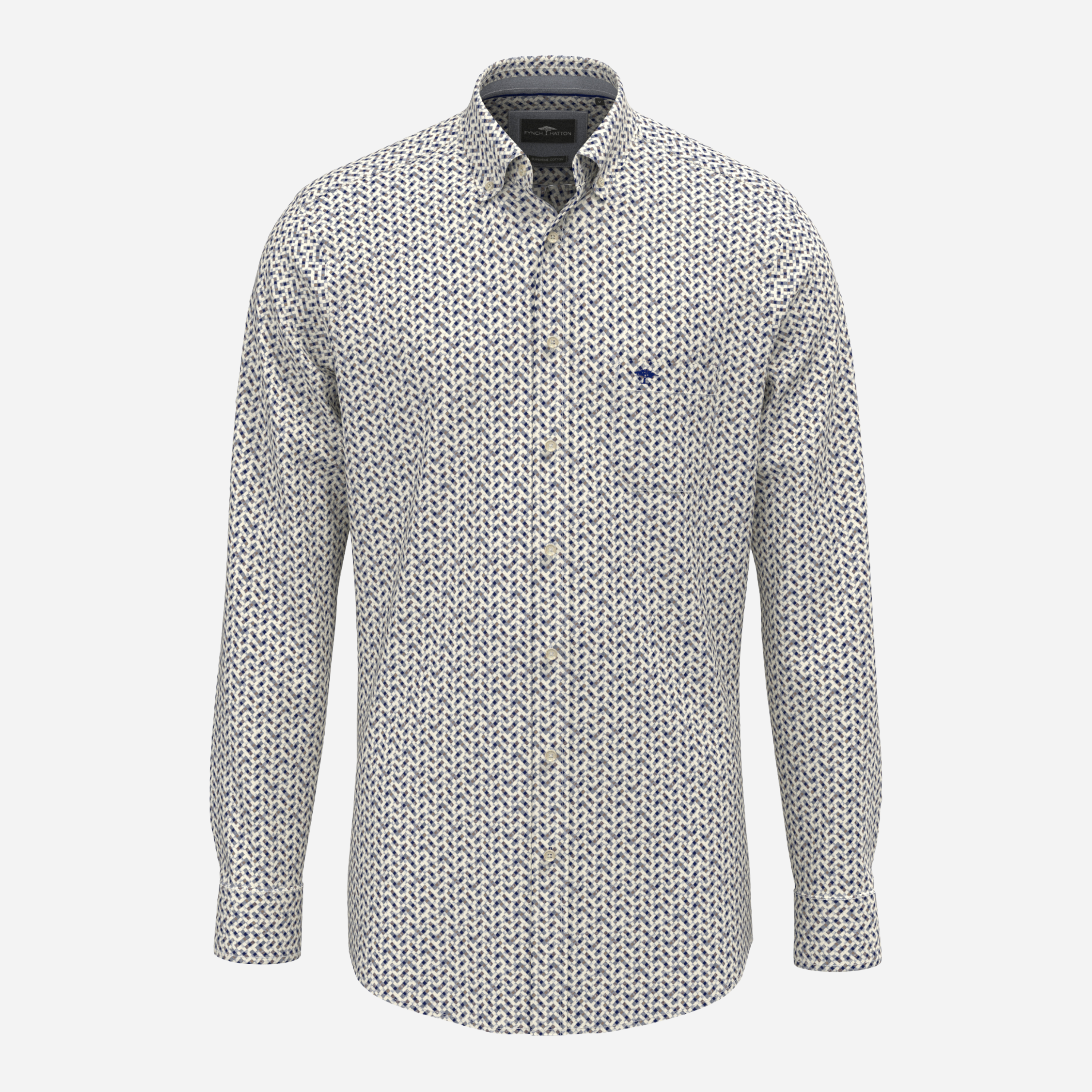 Fynch-Hatton Geometric Print Shirt - Air Blue