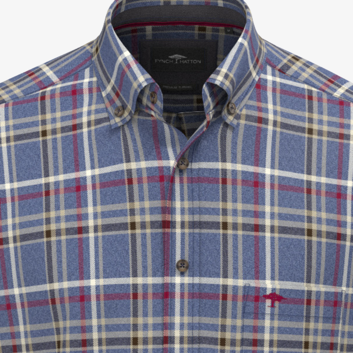 Fynch-Hatton Melange Check Shirt - Blue