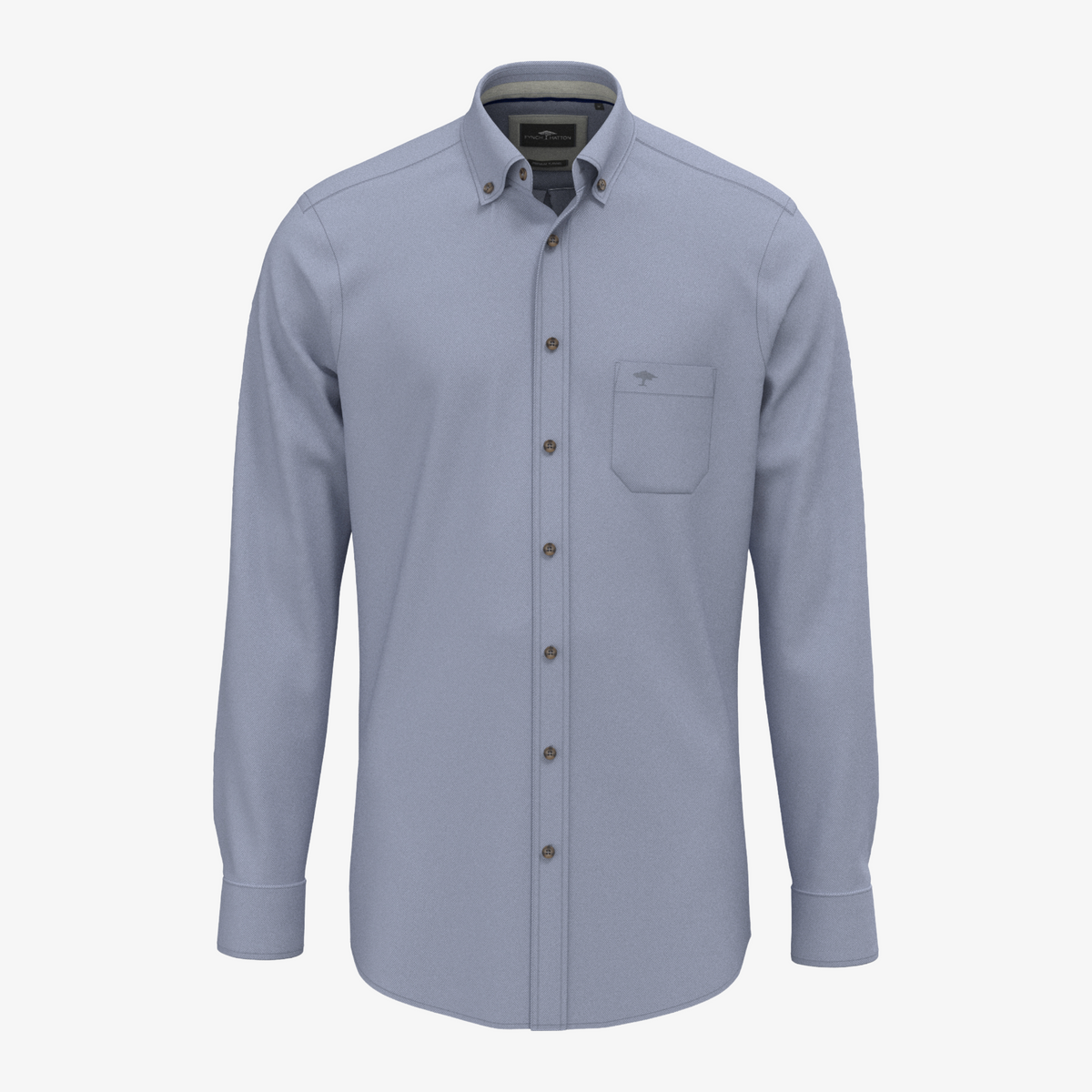 Fynch-Hatton Cotton Herringbone Shirt - Blue