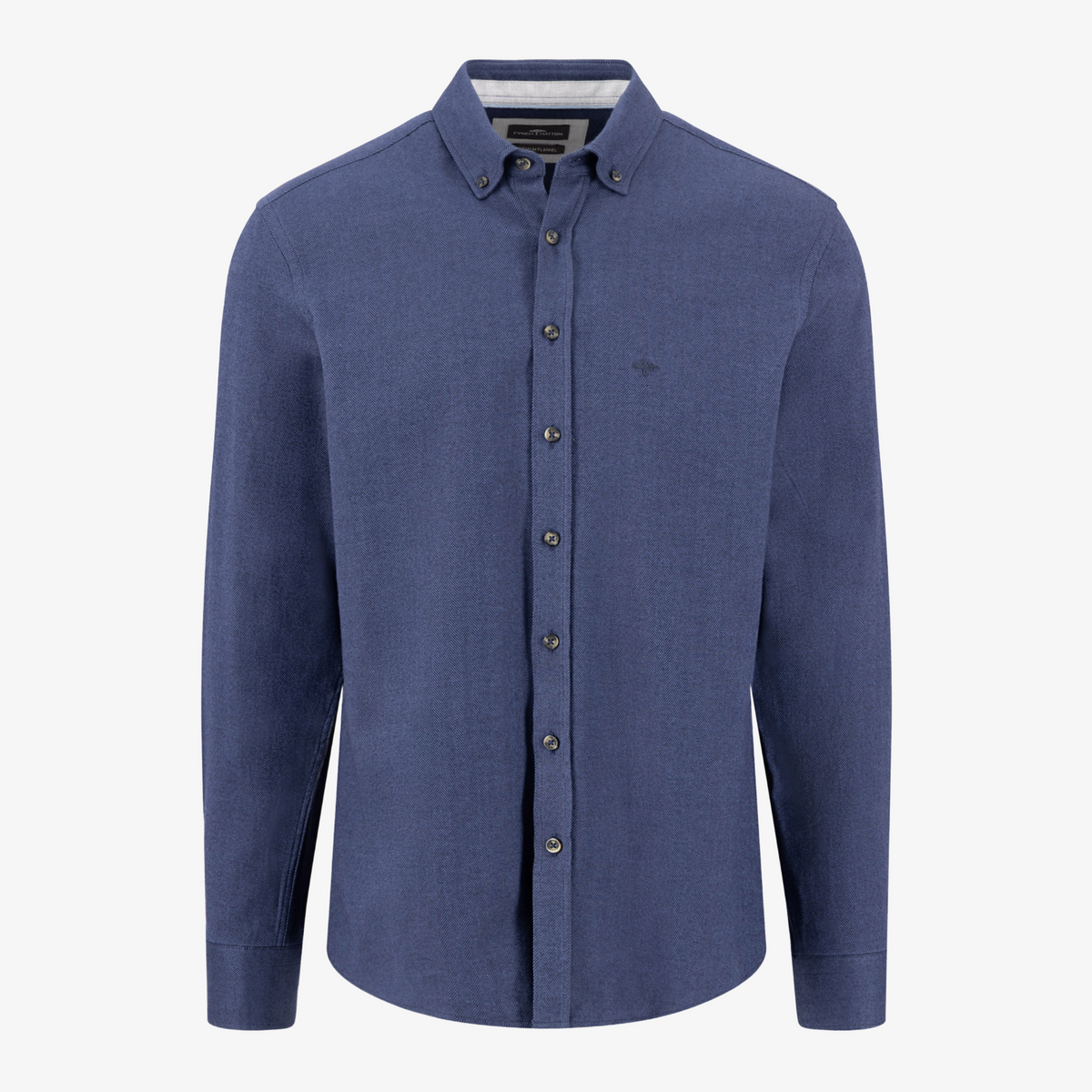 Fynch-Hatton Cotton Herringbone Shirt - Navy