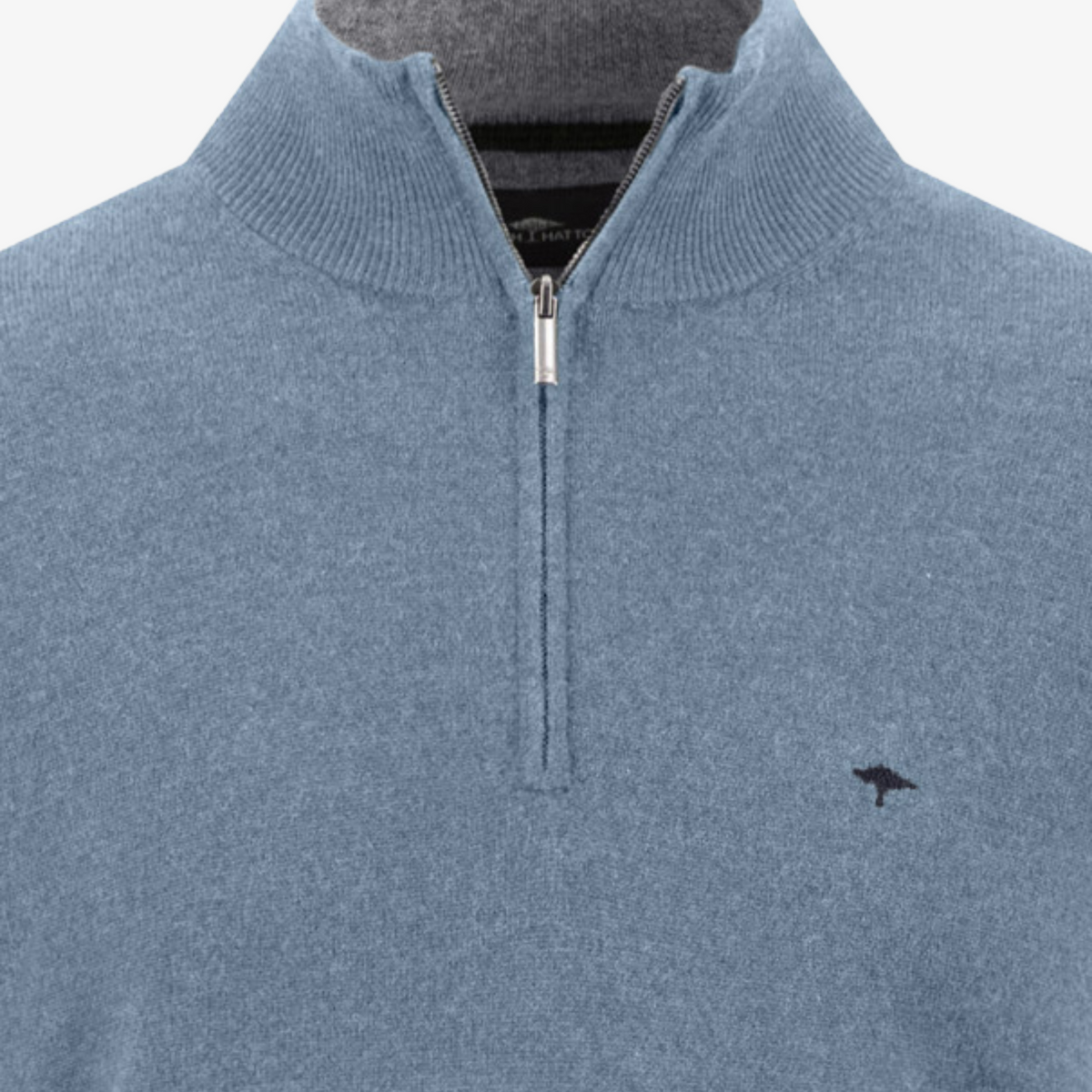 Fynch-Hatton Half Zip Merino-Cashmere Jumper - Blue