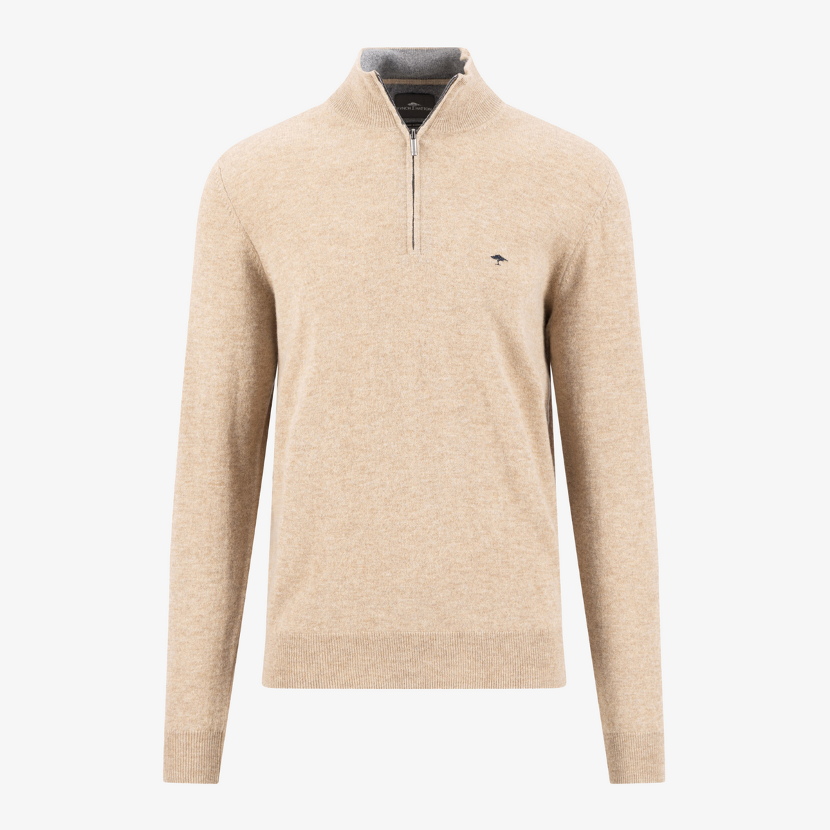 Fynch-Hatton Half Zip Merino-Cashmere Jumper - Taupe