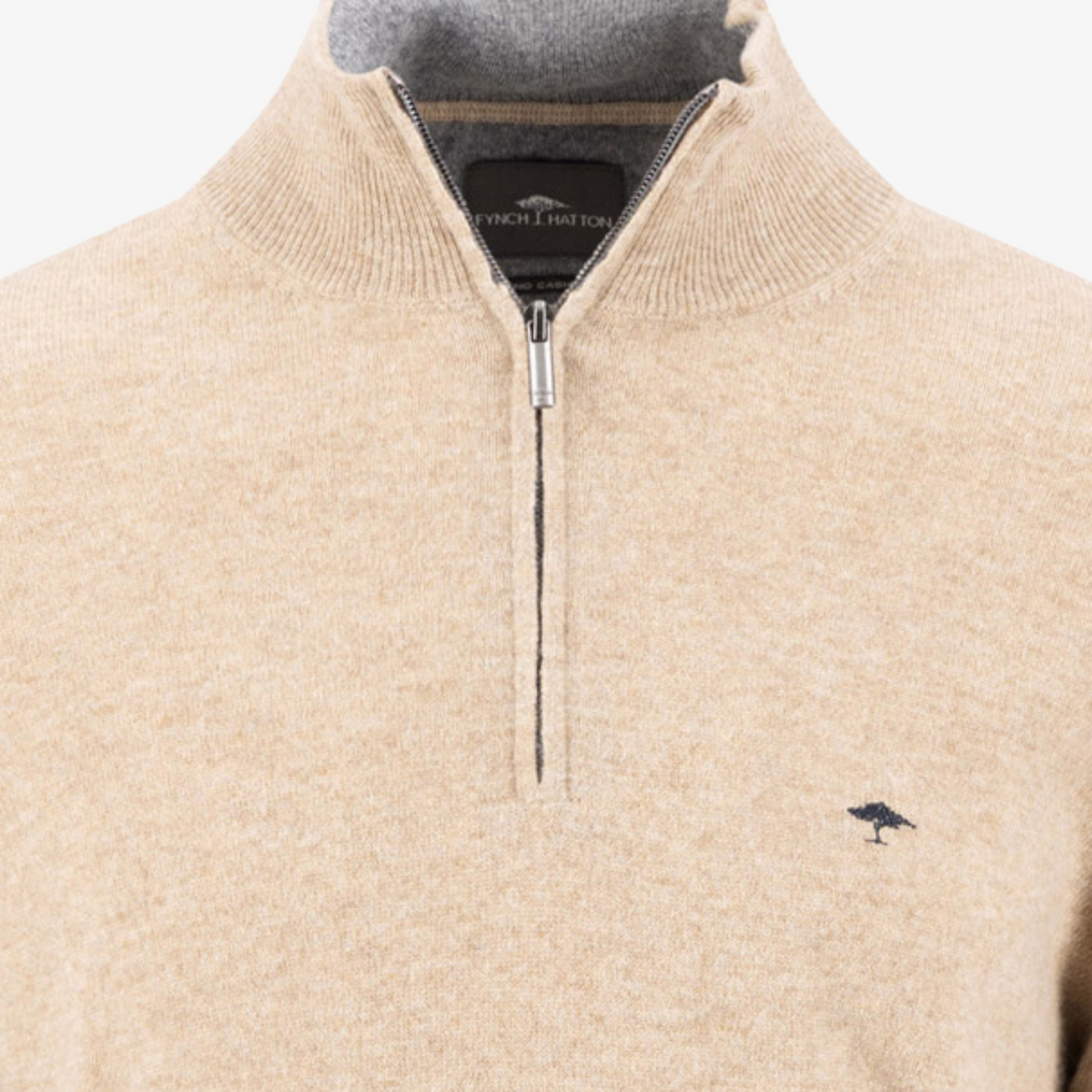 Fynch-Hatton Half Zip Merino-Cashmere Jumper - Taupe