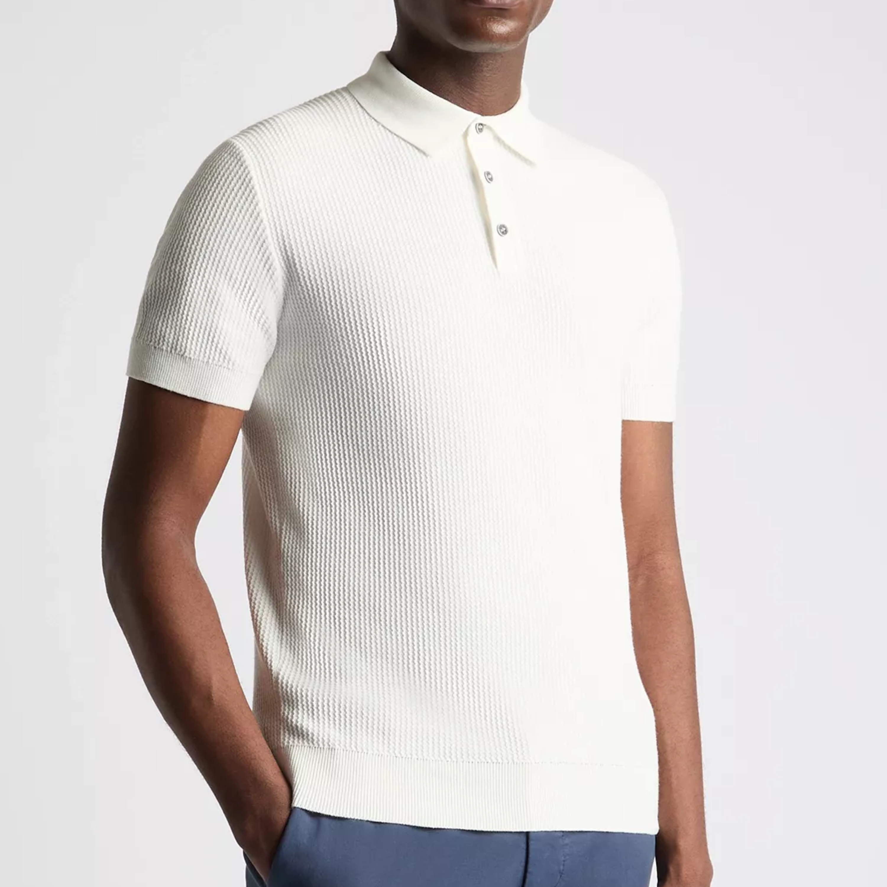 Remus Knitted Short Sleeve Polo Shirt - White