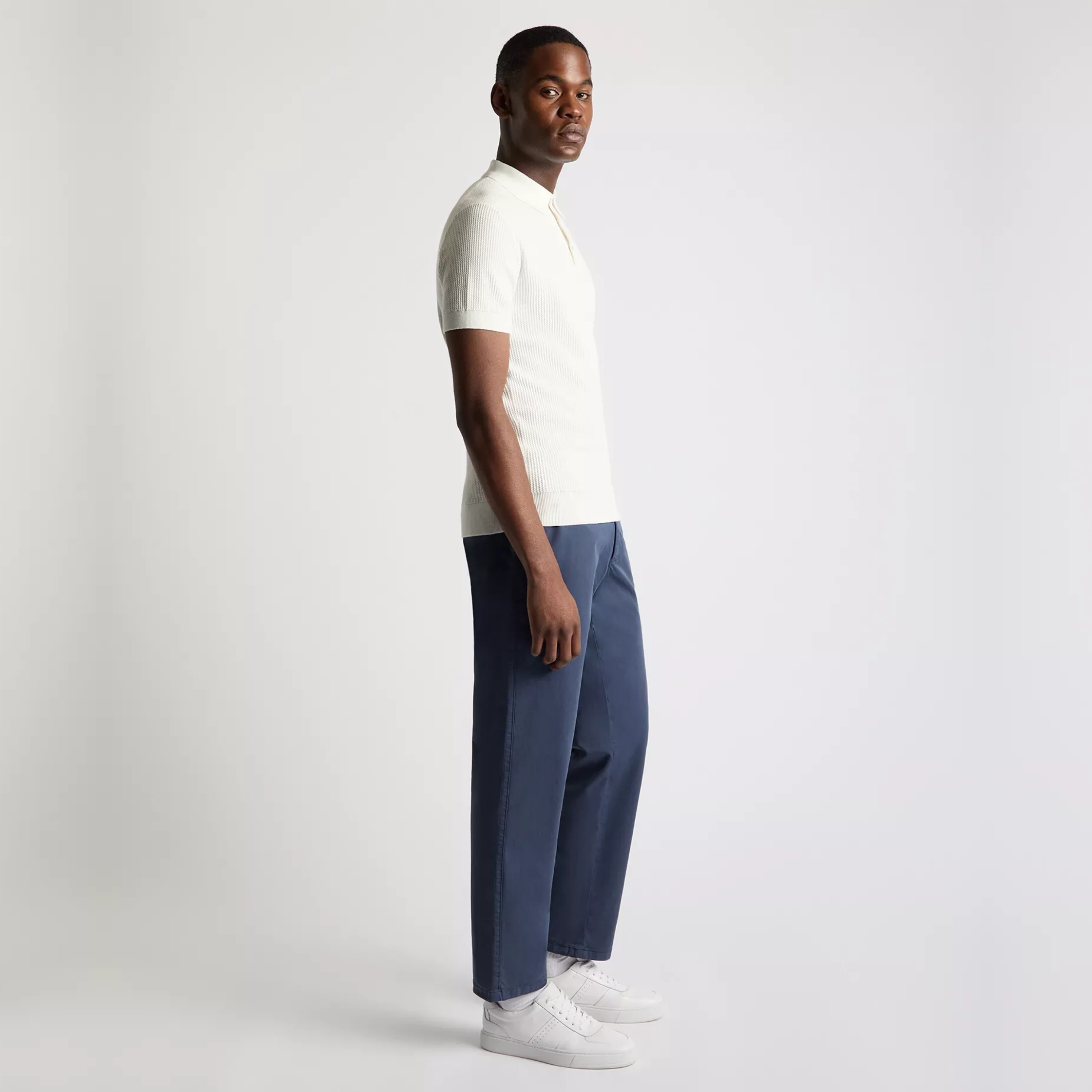 Remus Knitted Short Sleeve Polo Shirt - White