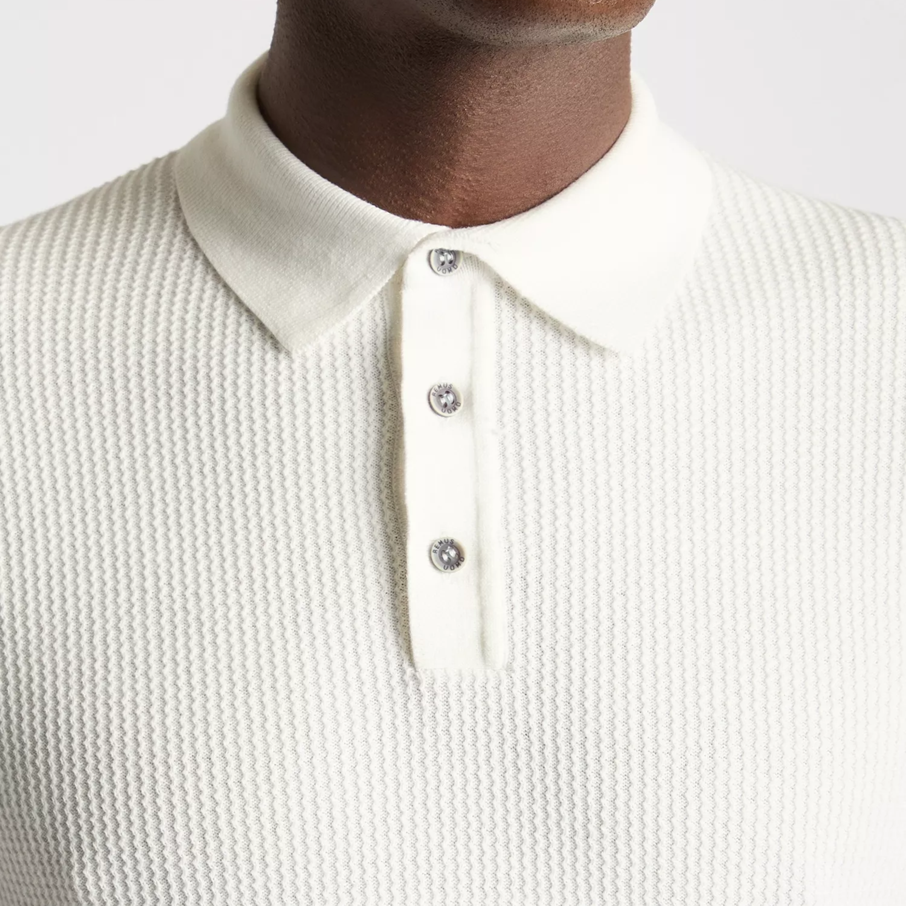 Remus Knitted Short Sleeve Polo Shirt - White