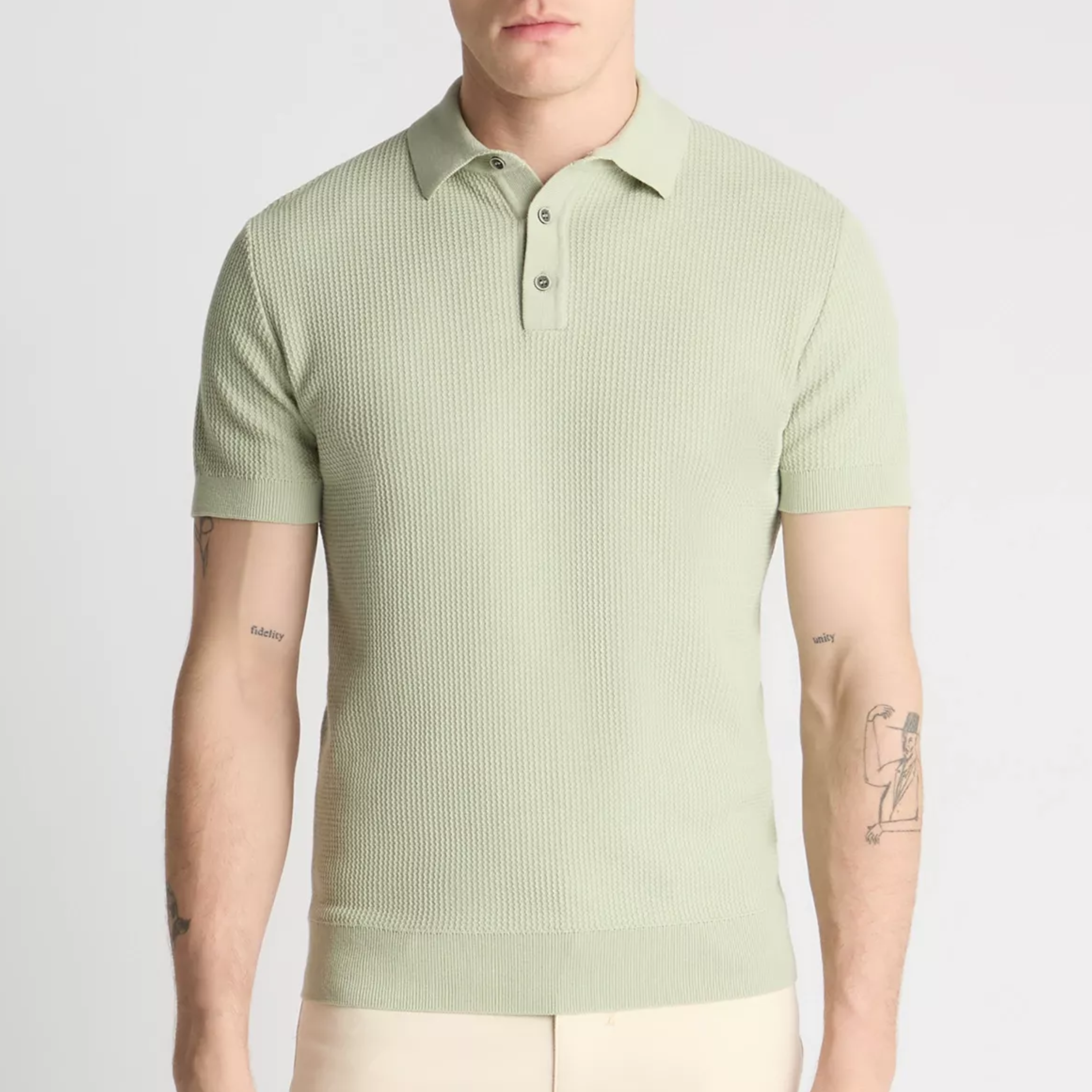 Remus Knitted Short Sleeve Polo Shirt - Light Green