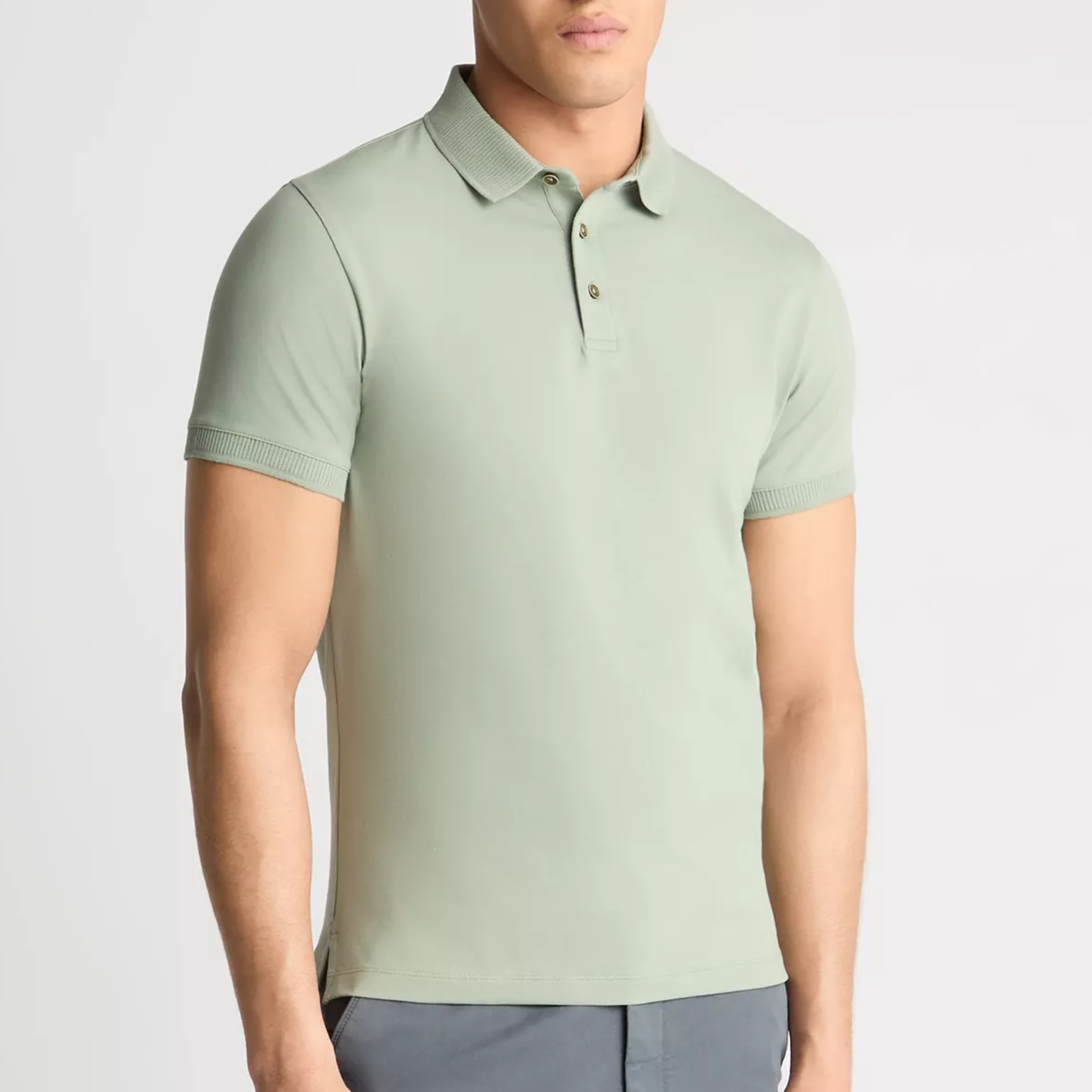 Remus Tapered Fit Cotton Stretch Polo Shirt - Olive Green
