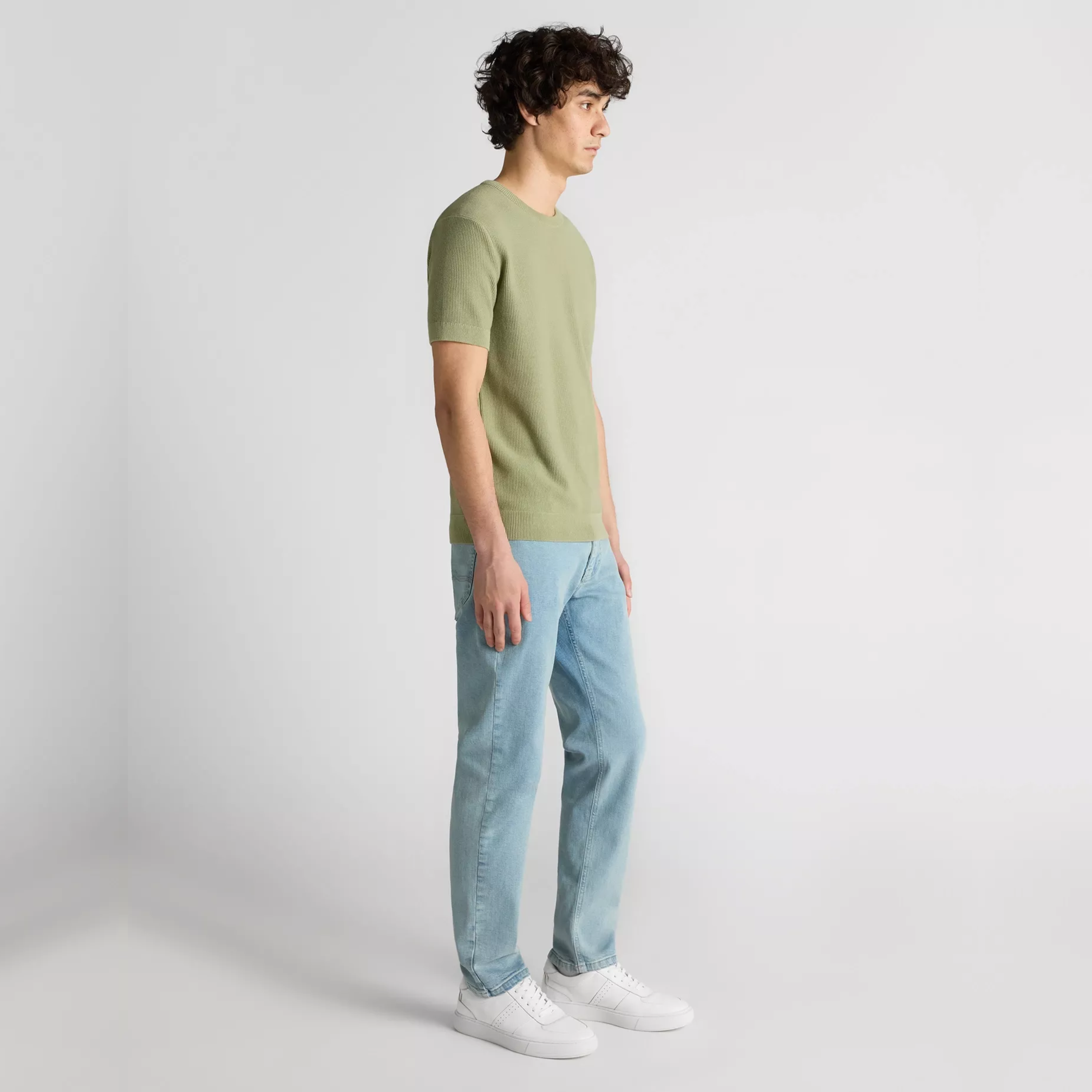 Remus Knitted Crew Neck T Shirt - Light Green