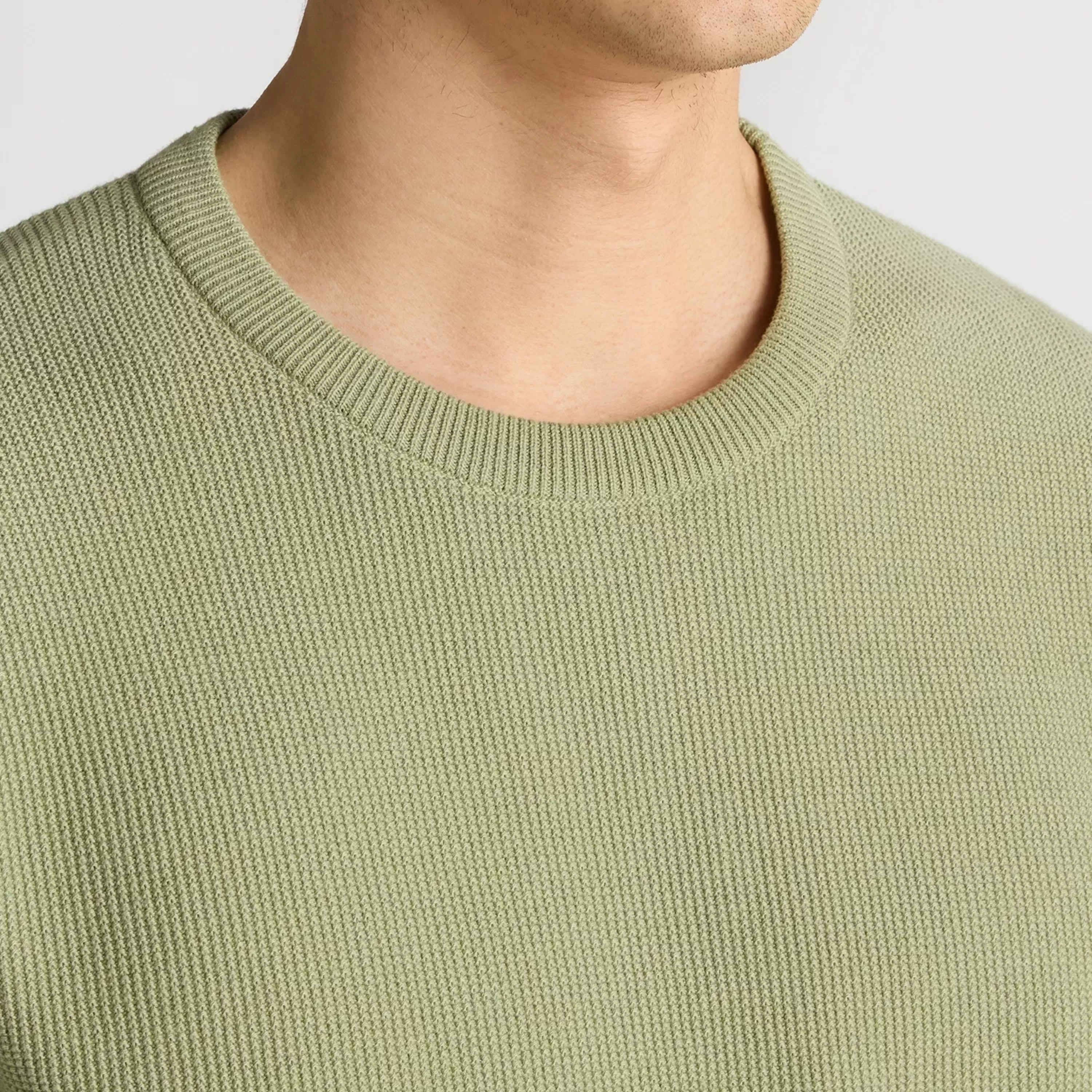 Remus Knitted Crew Neck T Shirt - Light Green