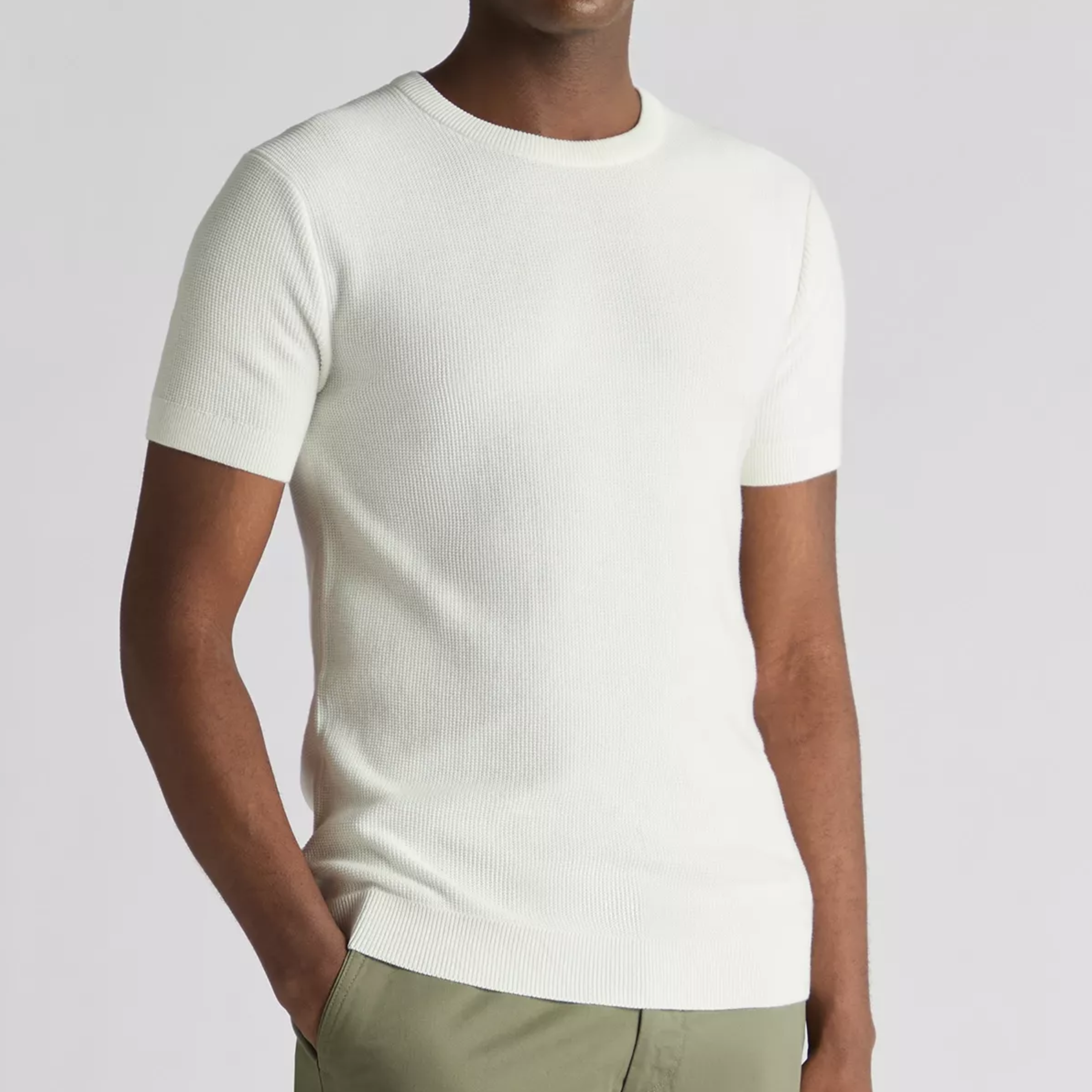 Remus Knitted Crew Neck T Shirt - White