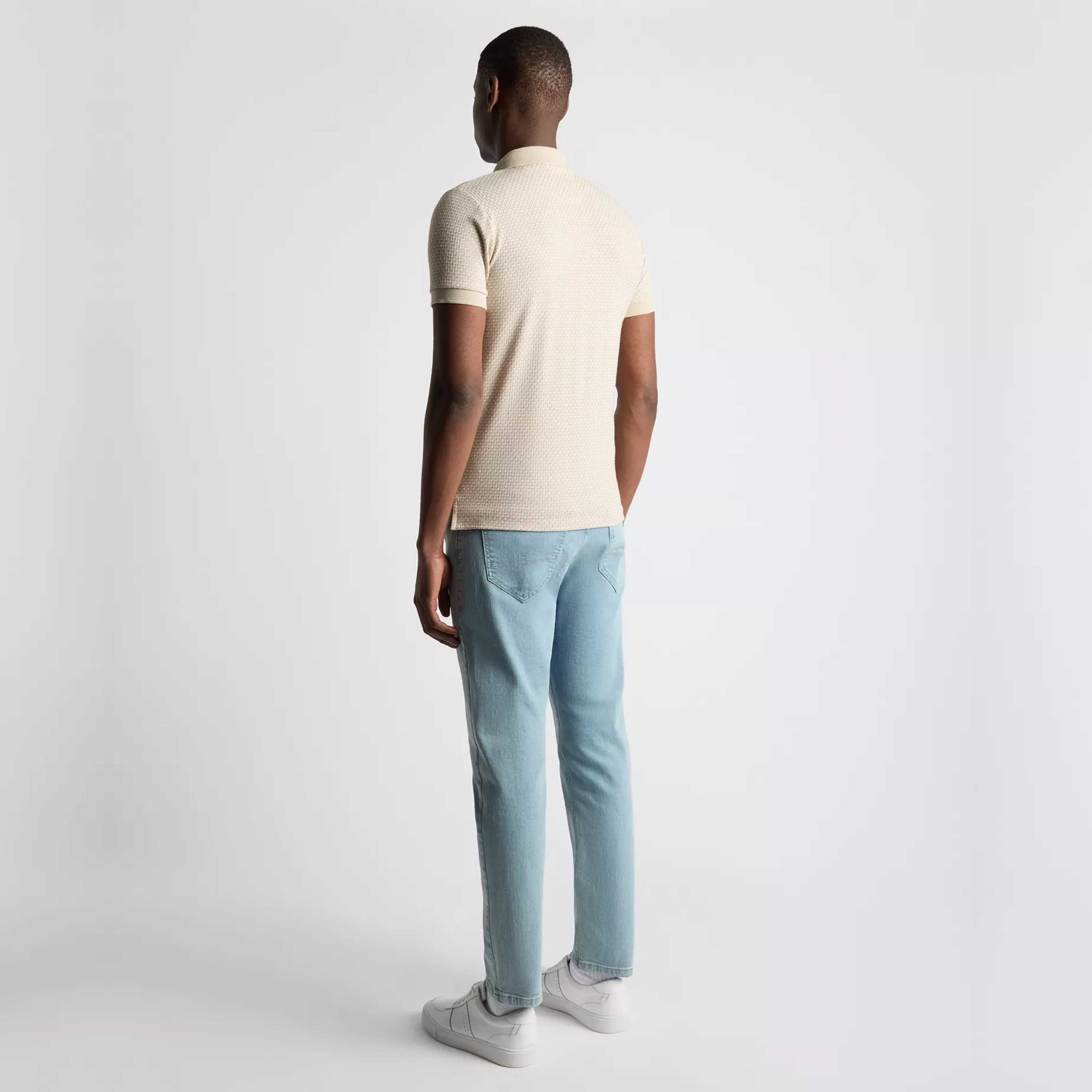 Remus Basket Weave Short Sleeve Polo Shirt - Stone